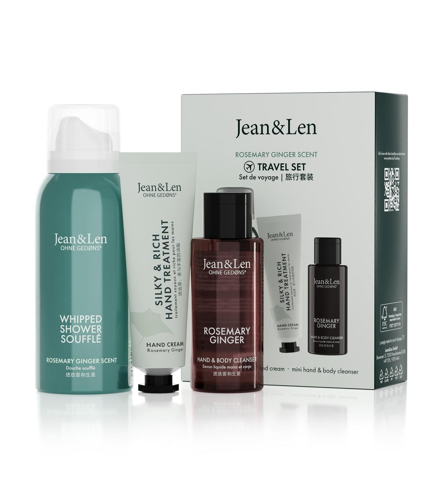 Jean & Len Travel Set Rosemary & Ginger | Vegan Body & Mind Gift | FSC Certified Packaging | Ideal Souvenir - Buy Online on GoSupps.com