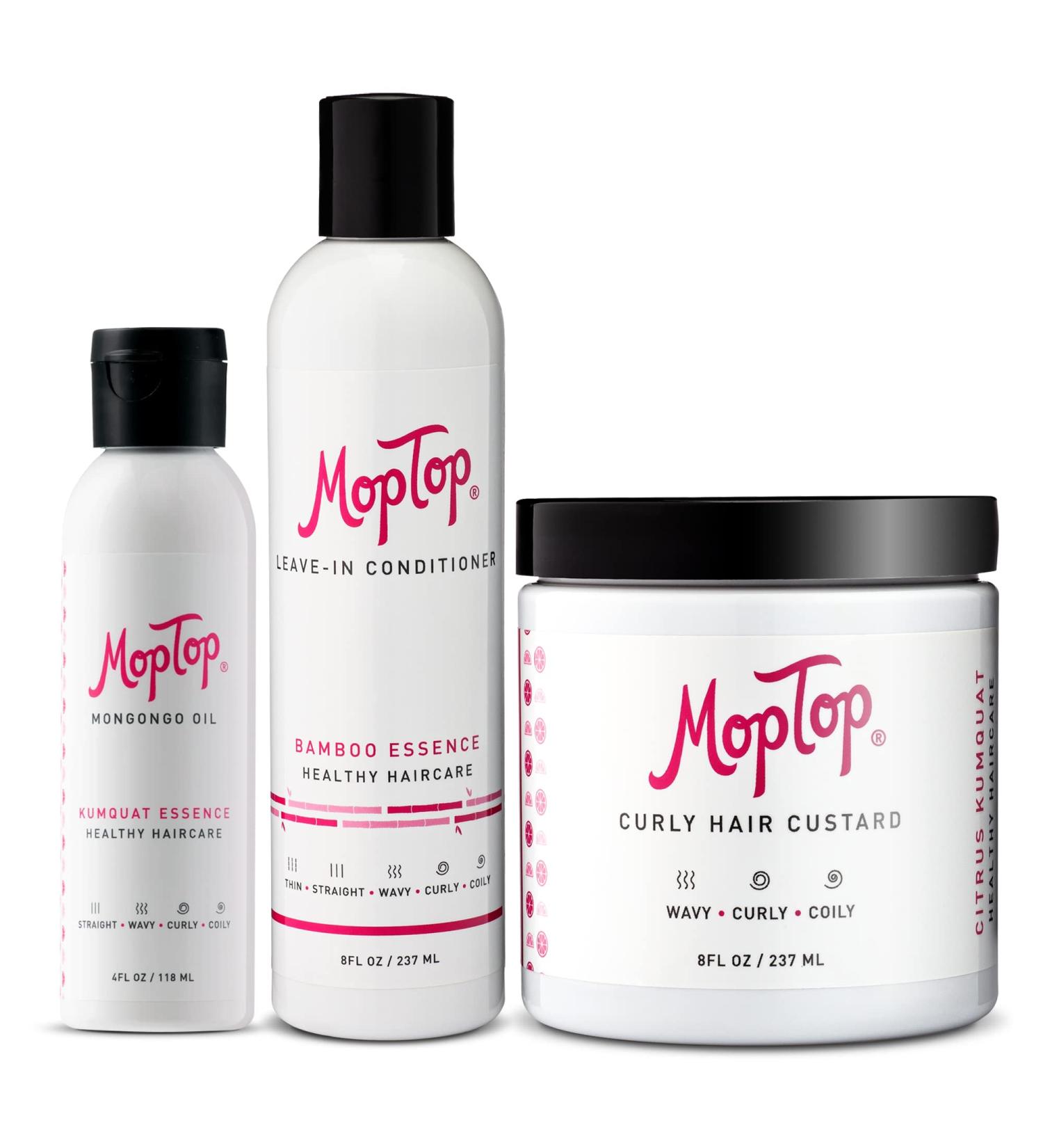 MopTop Curly Hair Bundle: Moisturizing Leave-In Conditioner, Mongongo Oil, and Curl Defining Gel - Women's Haircare Routine for Wavy & Curly Hair - Buy Online on GoSupps.com