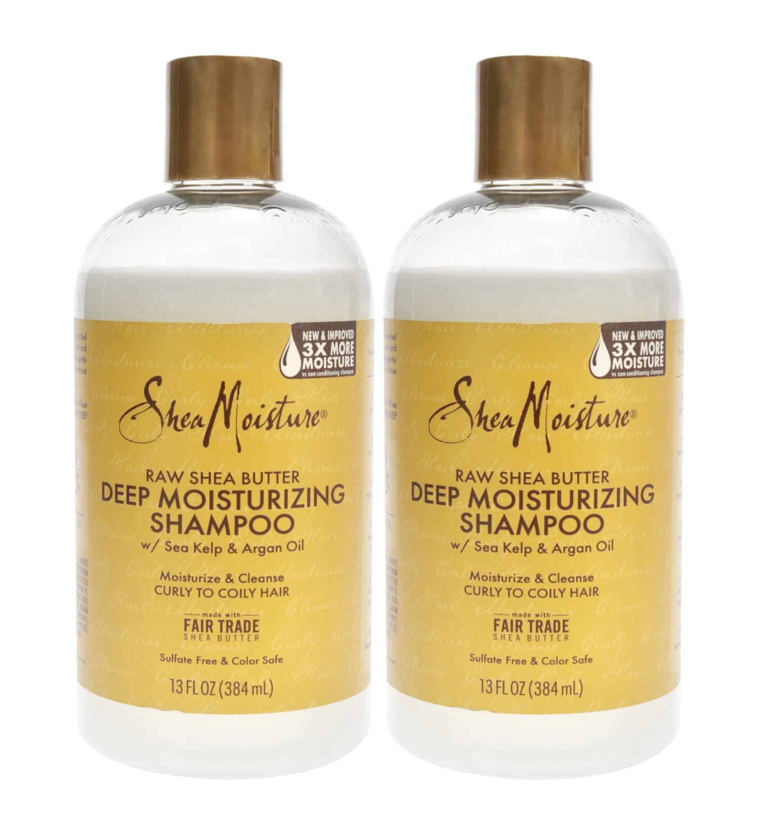 SheaMoisture Shampoo - Moisture Retention Shampoo for Curly Hair Care Sulfate-Free Shampoo Raw Shea Butter Sea Kelp and Argan Oil for Hair Repair 13 Fl Oz Ea (Pack of 2)