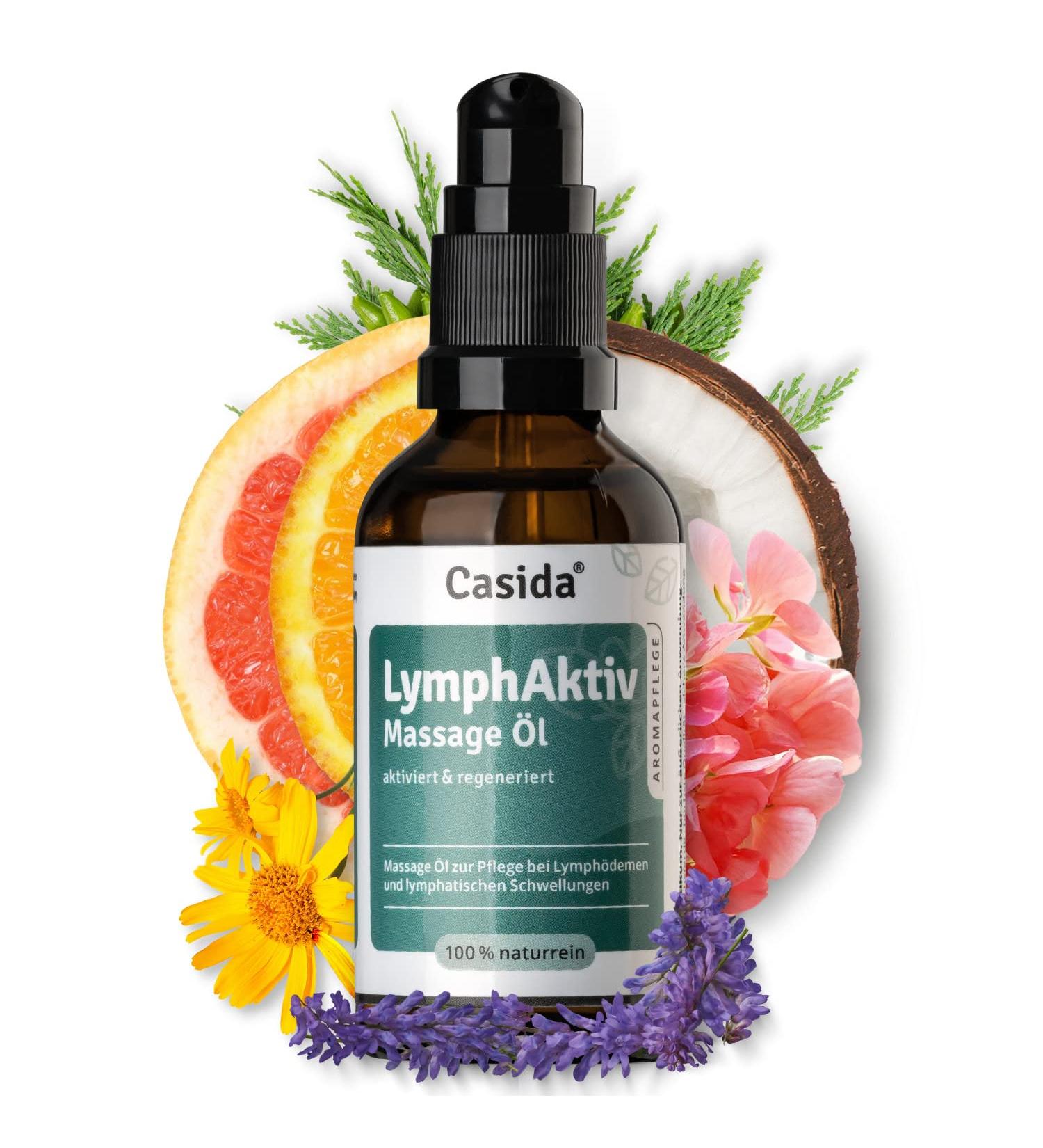 Casida Lymphactive Massage Oil - 100% Natural Stimulating Oil for Lymphatic Drainage Cellulitis Leg Massage & Water Retention - 50 ml - Buy Online on GoSupps.com