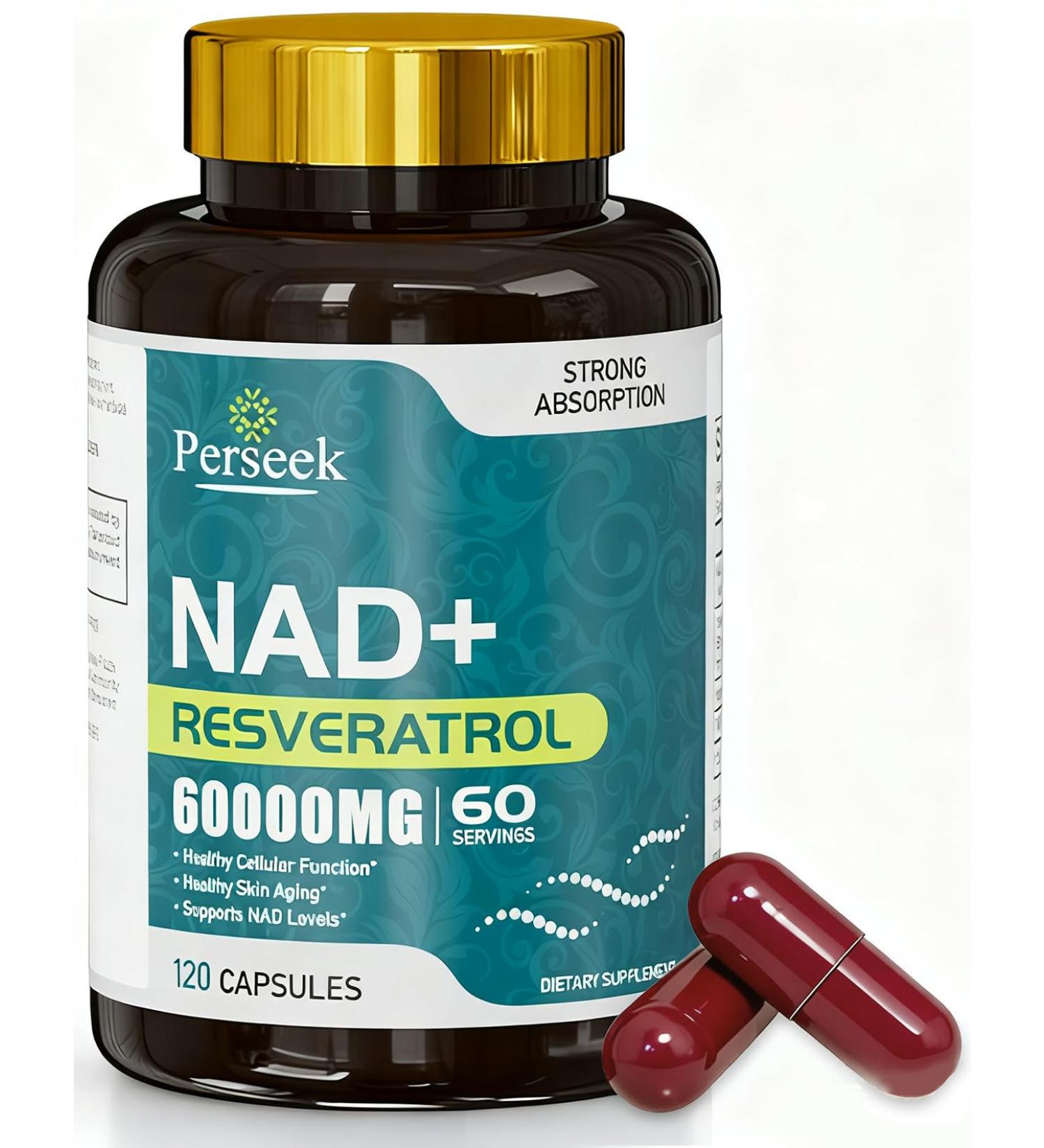 NAD+, 500MG NAD+ Supplement, Advanced Antioxidant Formula Premium NAD Supplement for Women, 120 Capsules NAD+ Complex for Healthy Support Cellular Vitality, Healthy Aging, Energy & Longevity - Buy Online on GoSupps.com