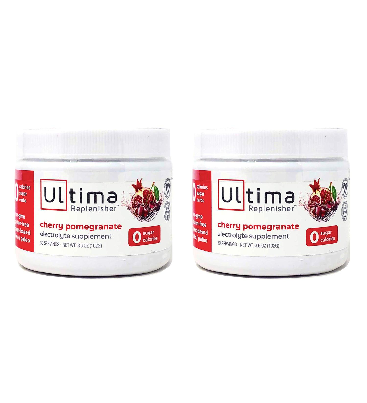 Hydrating Electrolyte Powder - Cherry Pomegranate Flavor - 30 Servings x 2 Canisters - 3.6 oz Each - Buy Online on GoSupps.com