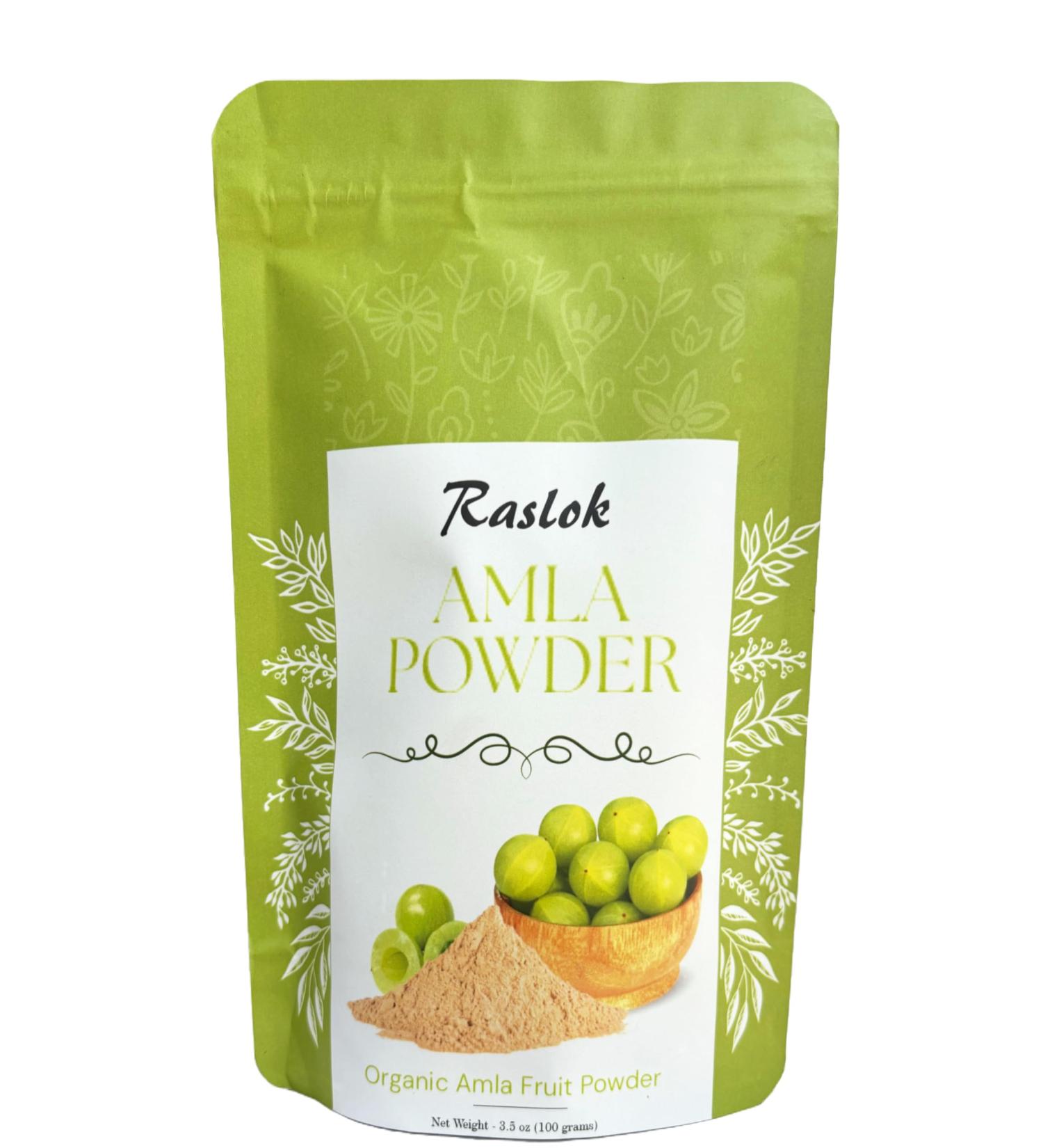 Raslok Amla Powder (Amla Fruit Powder) | High in Vitamin C antioxidants Energy booster | Wild Amla Berries Powder (3.52 Oz)
