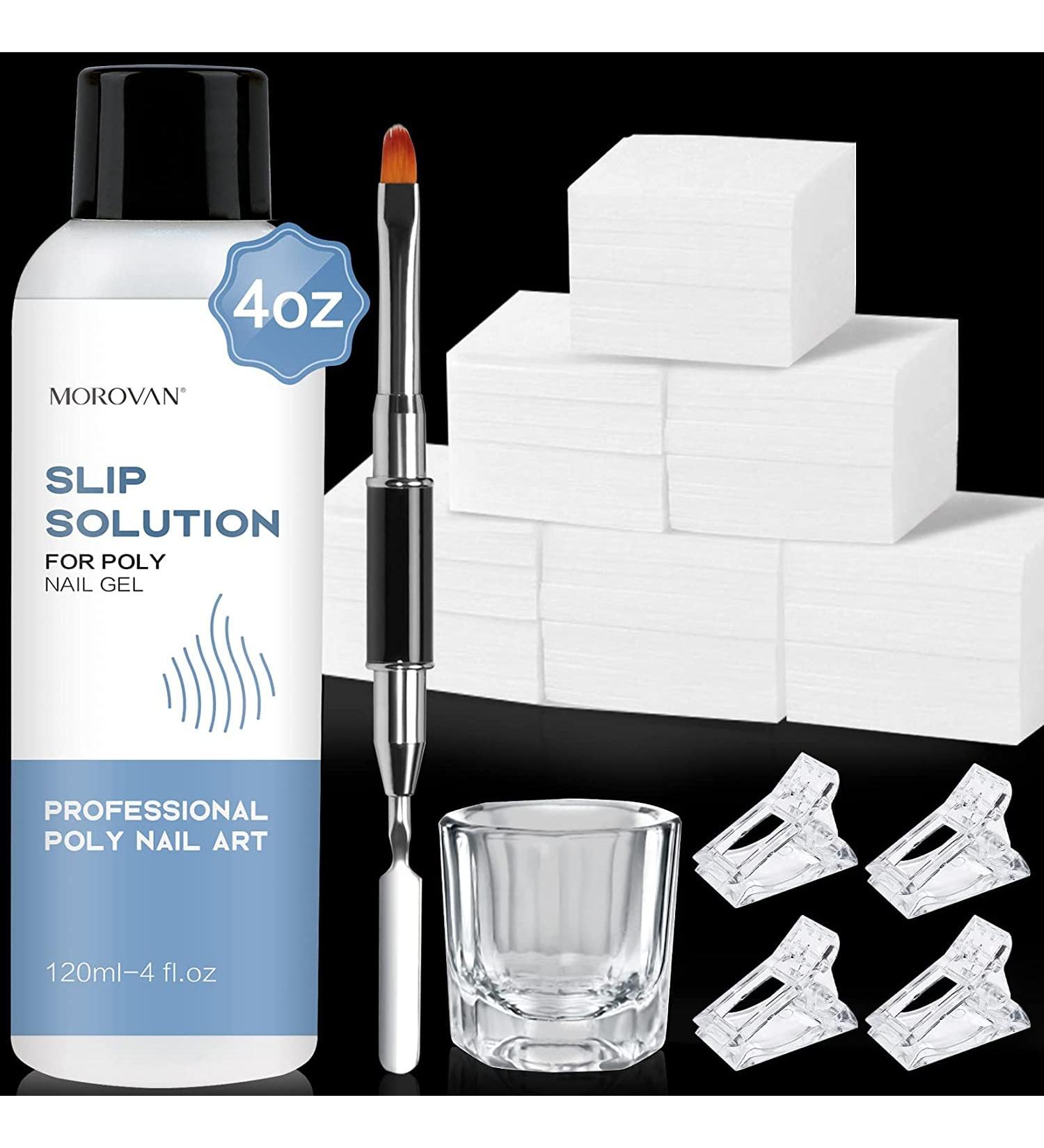 Morovan Poly Gel Slip Solution: 120ml Nail Extension Gel Liquid Anti stick Gel Solution with Brush Cup Nail Cleaner Nail Tips Clip Poly Nail Gel Liquid Solution for Beginners Easy DIY Poly Gel Nail - Buy Online on GoSupps.com