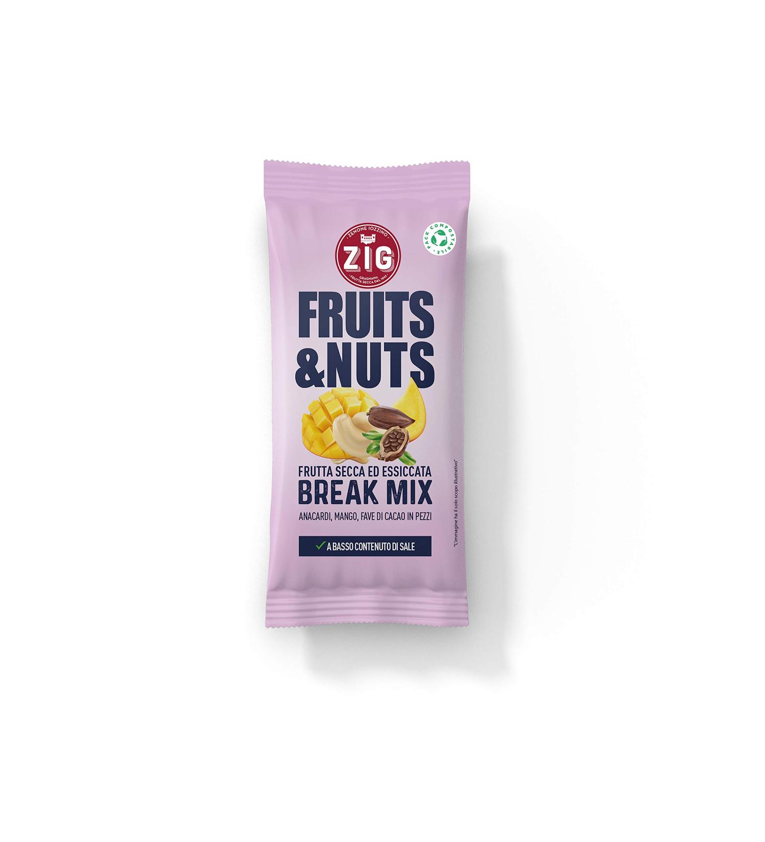 ZIG - Fruits & Nuts - Break mix 300g (10 sachets of 30g) 100% recyclable packaging - Buy Online on GoSupps.com