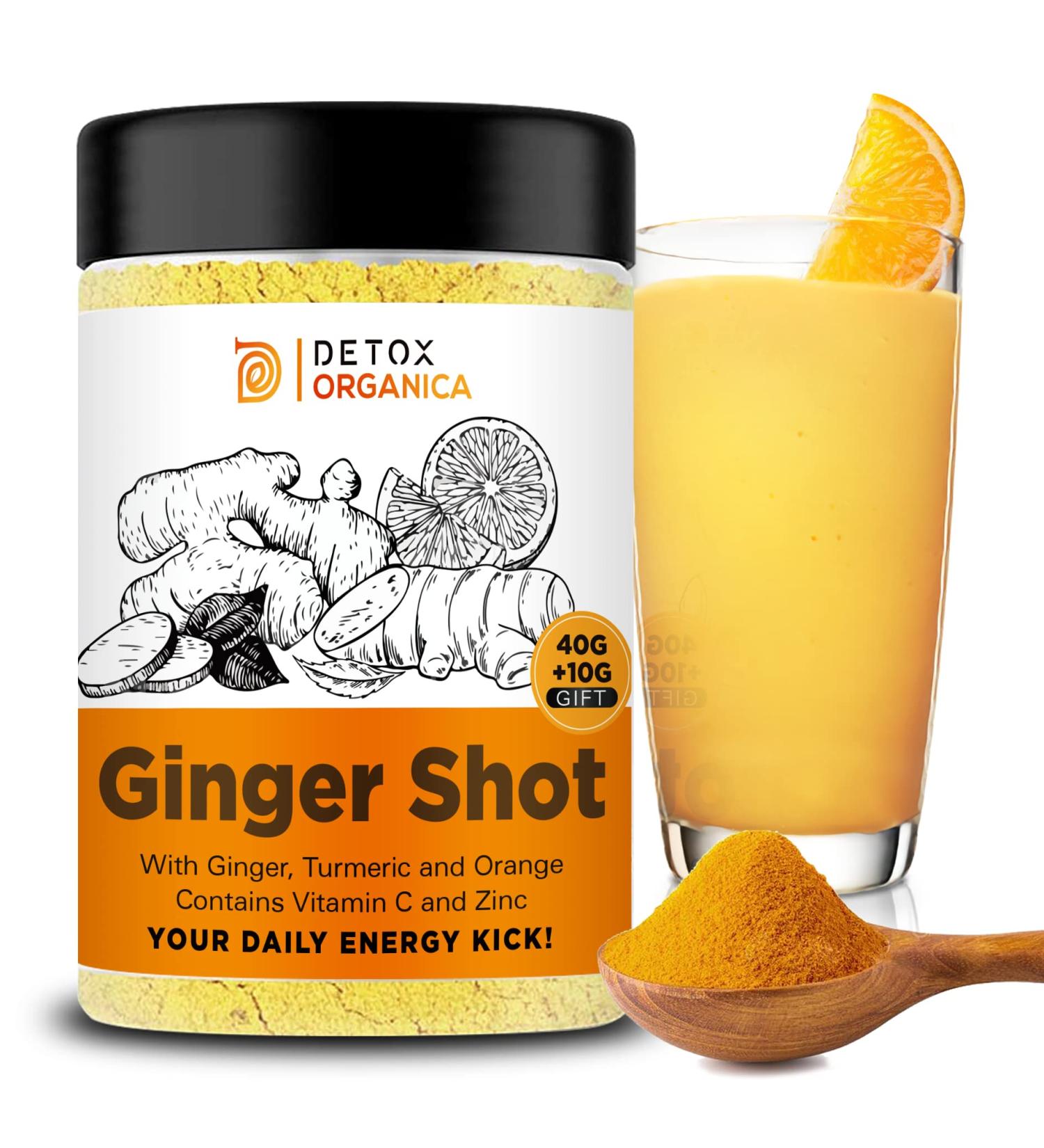 Ginger Shot with Vitamin C and Zinc - 60 Turmeric and Orange Infused Shots - Buy Online on GoSupps.com