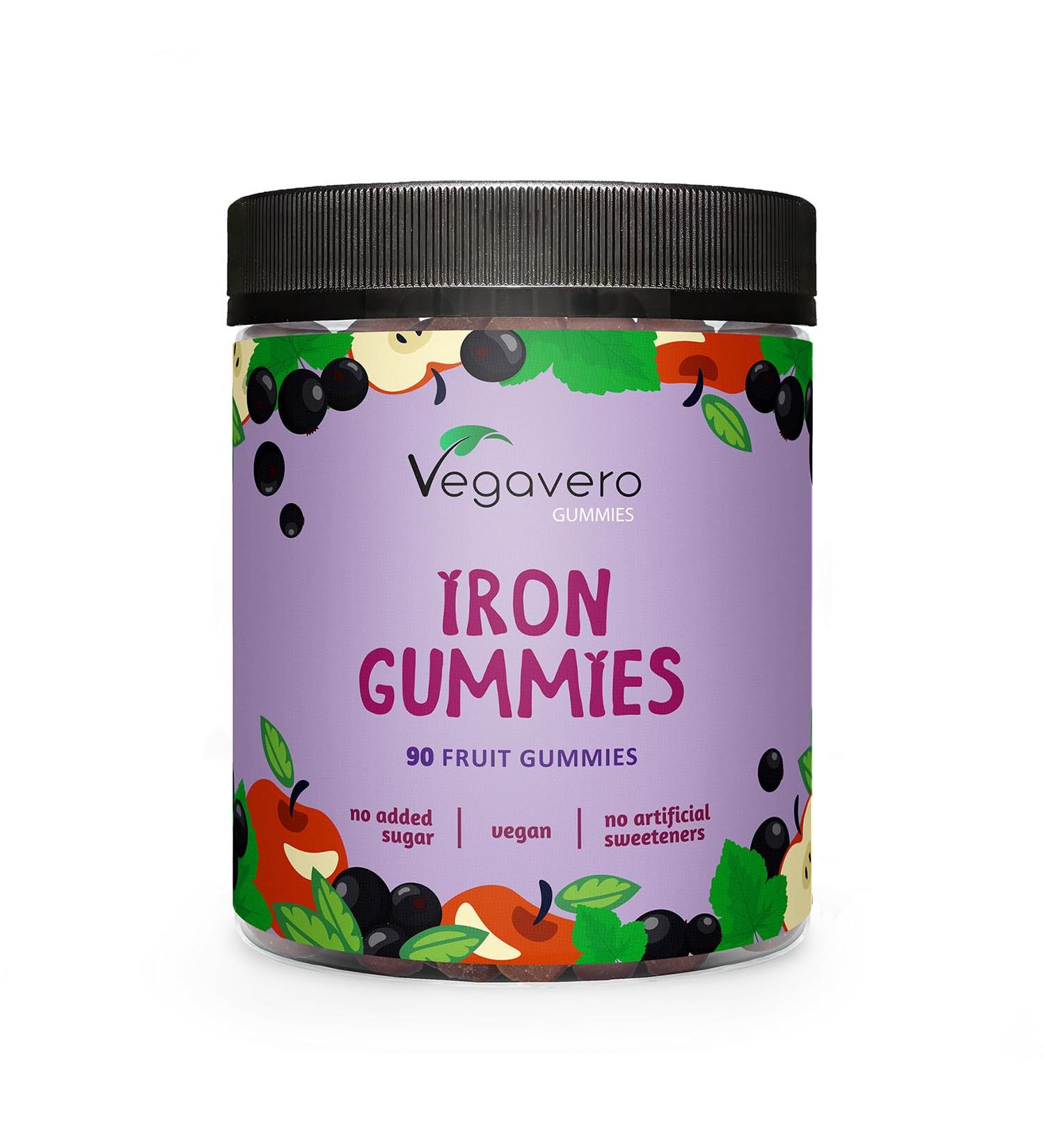 Gummies Fer | Pour Enfant et Adulte | Sans Sucres Ajout s & Vegan | Avec 97% de Fruits | 94 Gommes Go t Cassis | Anti Fatigue + Immunit | Vegavero  - Buy Online on GoSupps.com