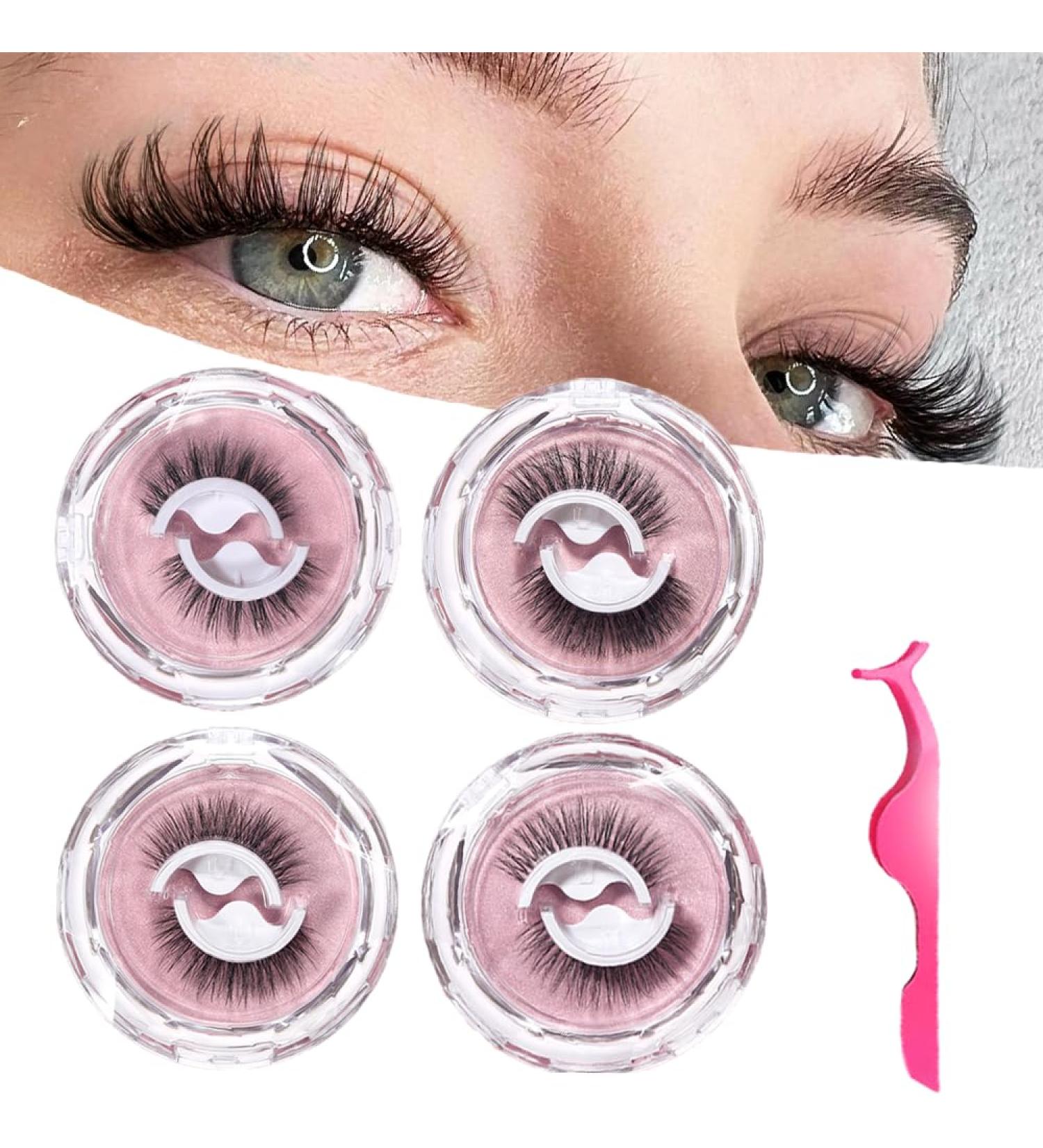 RXKFIGX 4 Pairs Mink False Eyelashes Self Adhesive Eyelashes Reusable Natural Wispy Lashes Soft Faux Mink Lashes Fluffy False Lashes No Glue Needed Press - Buy Online on GoSupps.com
