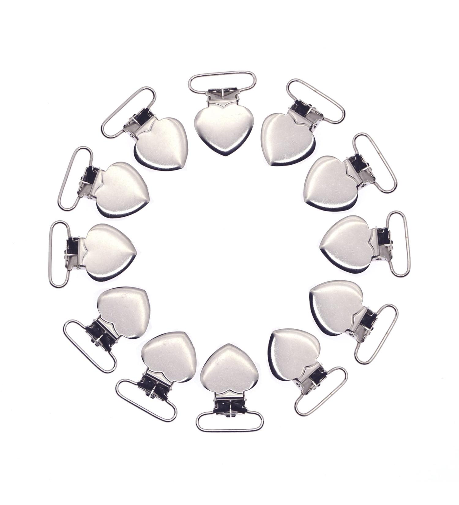 Sutoyuen 1 Metal Heart Suspender Clips - 20pcs Silver Pacifier Clips for DIY Craft Dummy Pacifier Holders - Buy Online on GoSupps.com