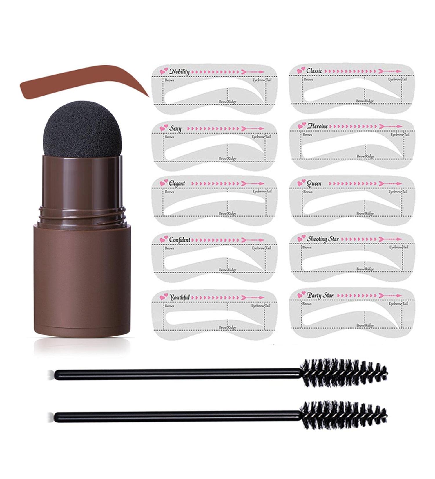 Kit 1-Step Brow Stamp and Shaping Kit Waterproof Shaping Set with 10 Eyebrow Styling Mode Card(Brown 1 Set) Natural Brown*1 - Buy Online on GoSupps.com
