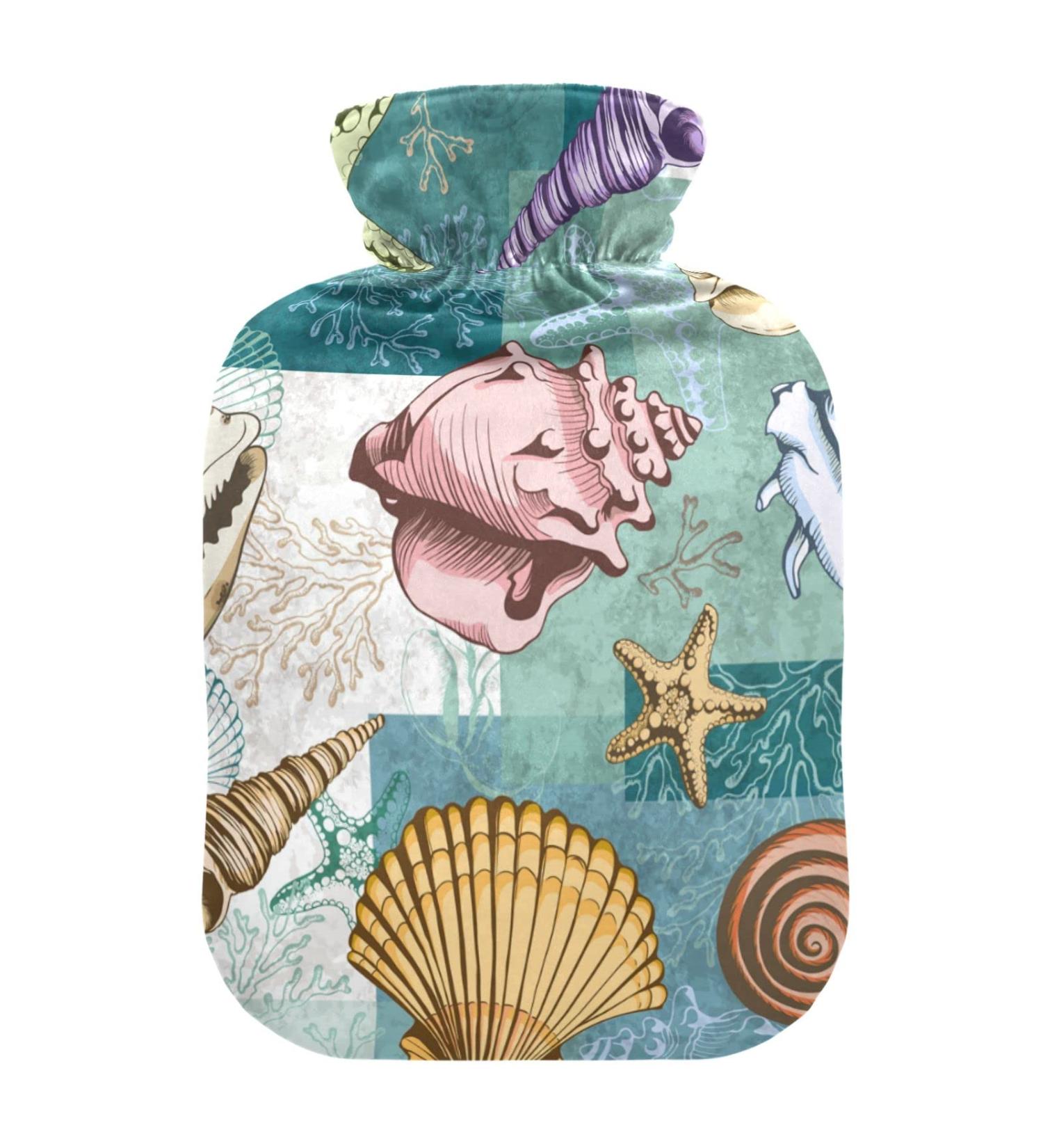 Premium 1L Hot Water Bottle with Cover - Pain Relief & Versatile Warm/Cool Compress | Mussels Corals & Naval Nests - Buy Online on GoSupps.com