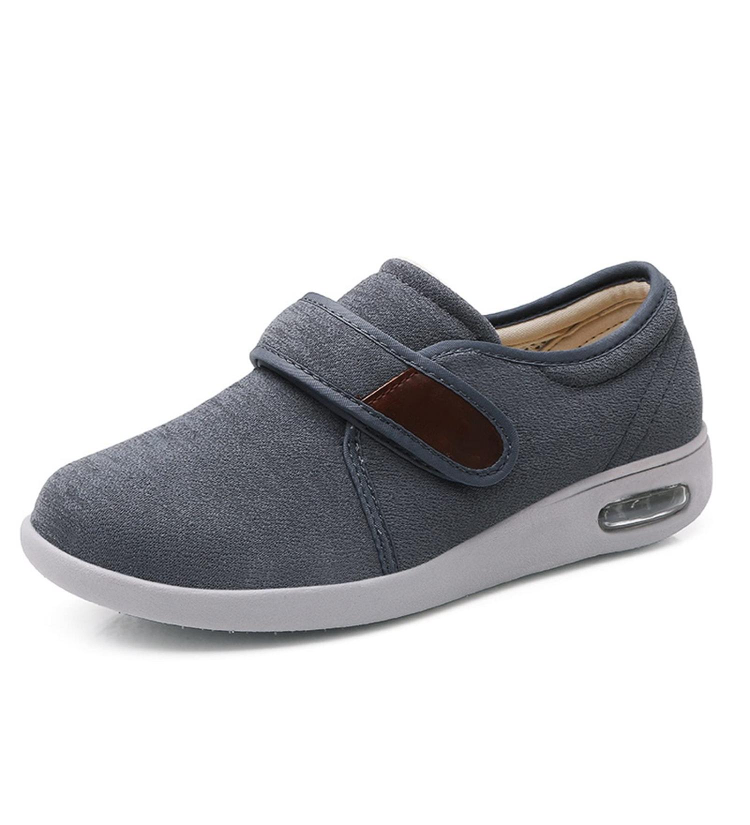 Adjustable Closure Elderly Shoes for Men | Diabetic & Orthopaedic | Anti-Slip Sole | Edema Slippers (Size 7, Gray) - Buy Online on GoSupps.com