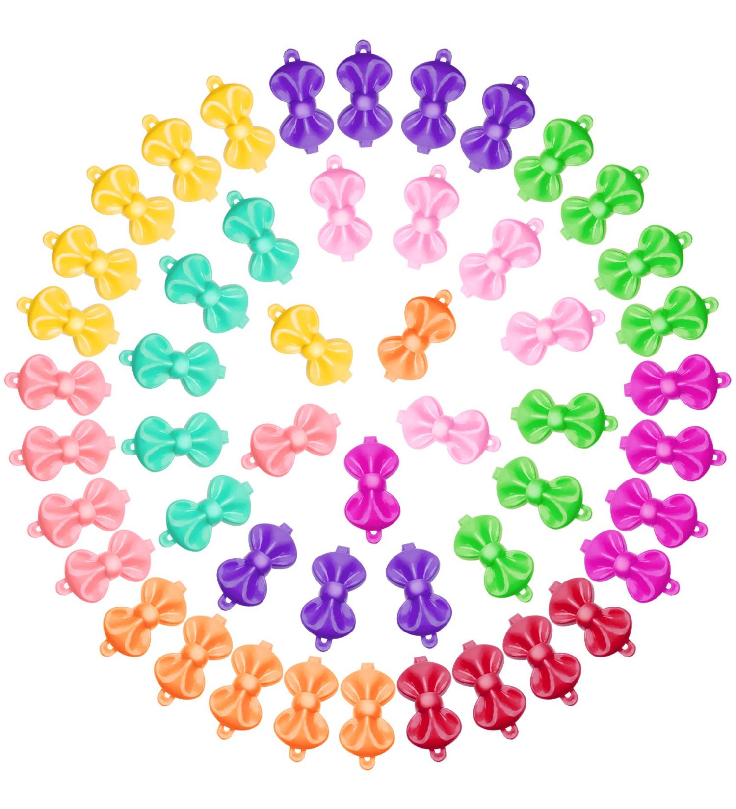 OIIKI 50 PCS Self Hinge Plastic Bow Hair Barrettes - Cute 80s 90s Vintage Hair Clips for Girls Kids - Mix Color - Buy Online on GoSupps.com