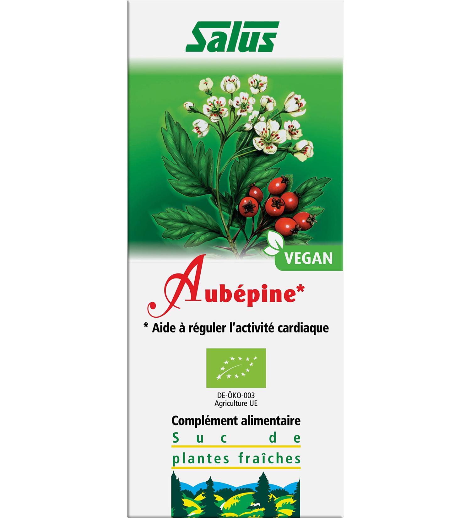 Salus Organic hawthorn Food Supplement with Organic Hawthorn Juice Helps regulate cardiac activity Vegan No Additives 200 ml - Buy Online on GoSupps.com