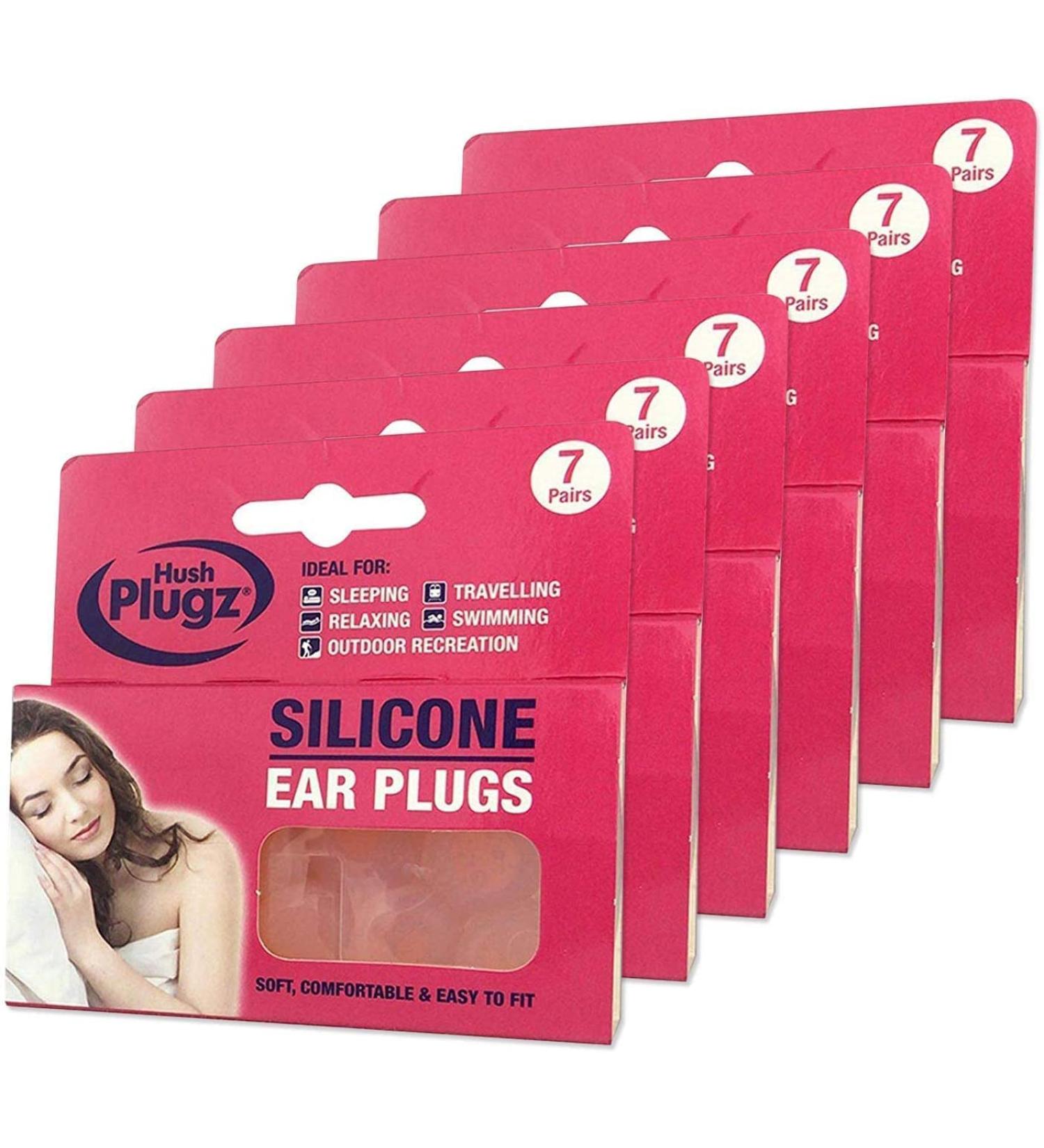 Hush Plugz Silicone Earplugs 7 Pairs X 6 (Price inclusive of 20% VAT) Pink 7 Count (Pack of 6) - Buy Online on GoSupps.com