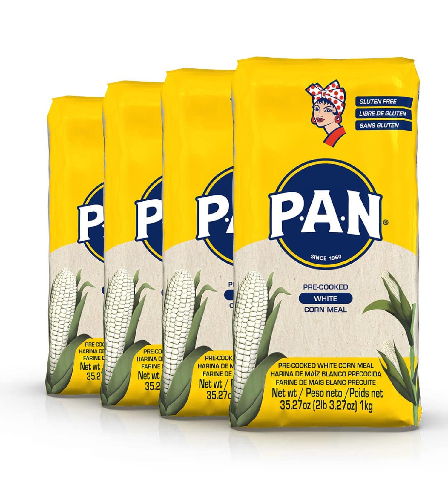 P.A.N. White Corn Meal Pre-cooked Gluten Free and Kosher Flour for Arepas - 2.2 lb (Pack of 4) - Buy Online on GoSupps.com