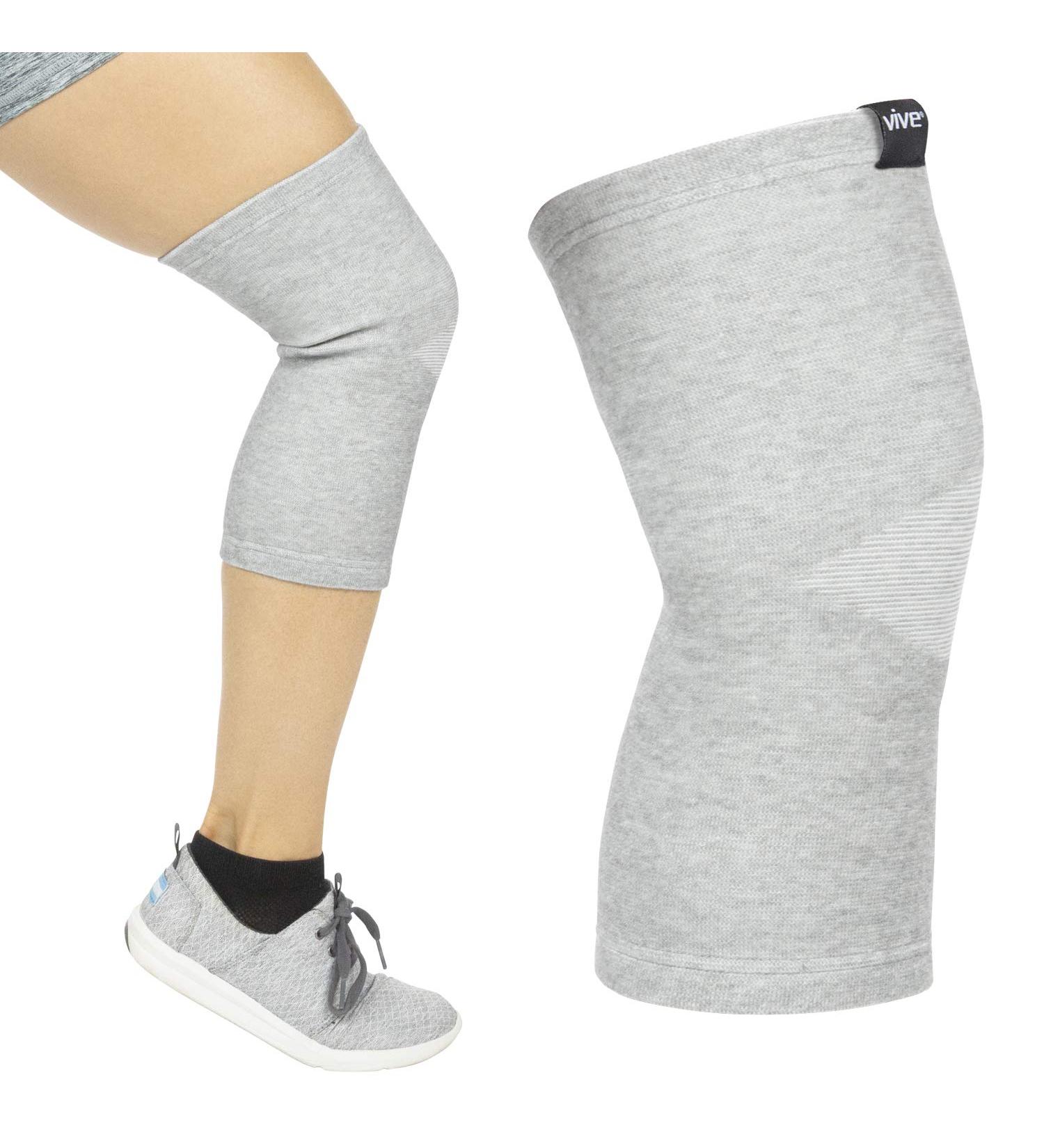 Bamboo Knee Sleeve Pair- Charcoal Compression Support Brace for Arthritis & Joint Pain- Large Gray- Ideal for Sports, Running & Recovery - Buy Online on GoSupps.com