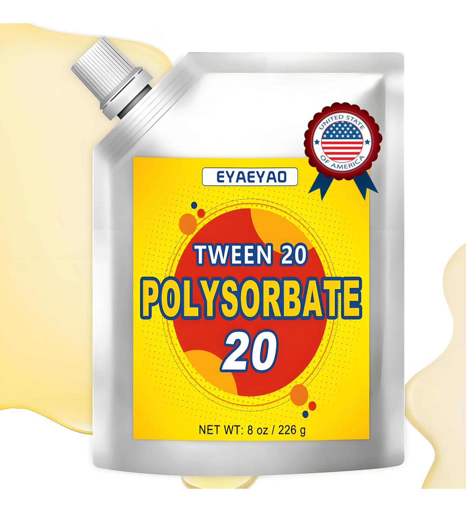 Polysorbate 20 - Emulsifier & Solubilizer for DIY Skincare Cosmetics Lotions and Essential Oils - Perfect for Homemade Beauty Products - Gentle on Skin (8 Ounces) 8 Ounce (Pack of 1) - Buy Online on GoSupps.com