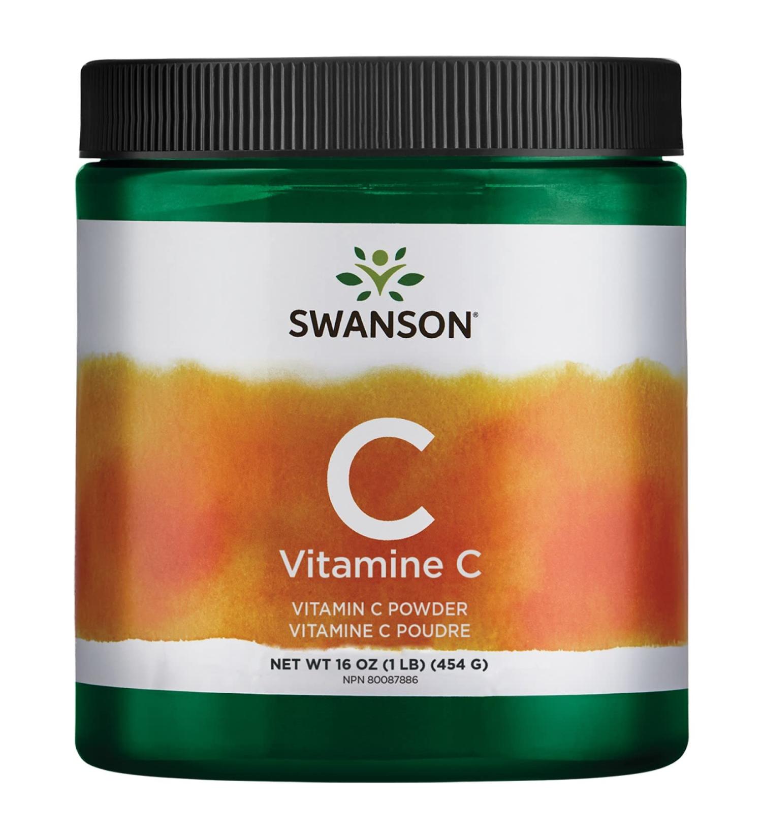 Swanson Vitamin C Powder 1000mg - Pure Ascorbic Acid Supplement for Immune, Skin & Cardio Health - 1lb (454g) - Buy Online on GoSupps.com