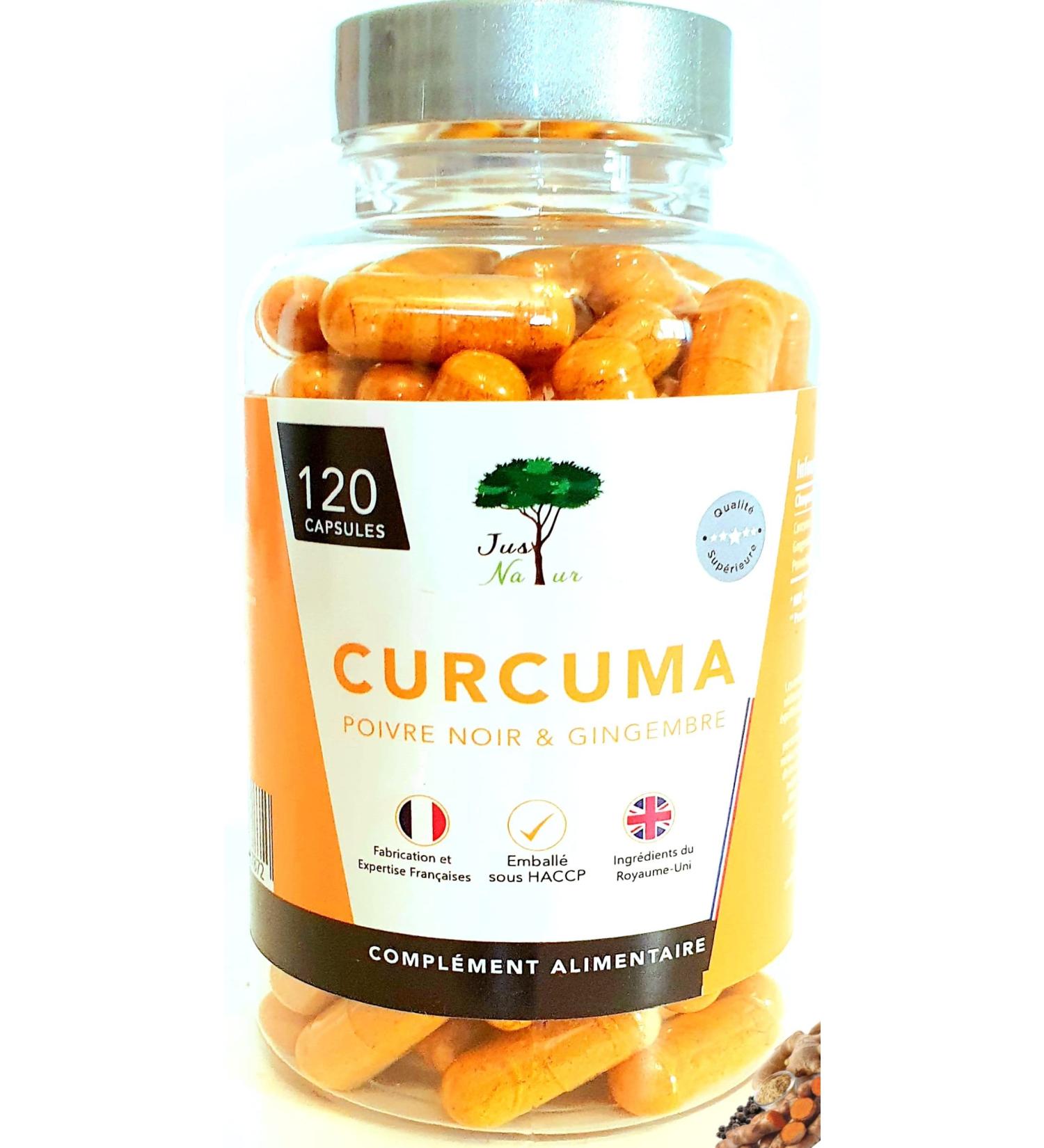 Just'Nature Curcumin Black Pepper and Ginger Antioxidant Natural Ingredients High Quality 120 Natural Curcumin Capsules for a 4-Month Curcumin Treatment Made in Europe - Buy Online on GoSupps.com