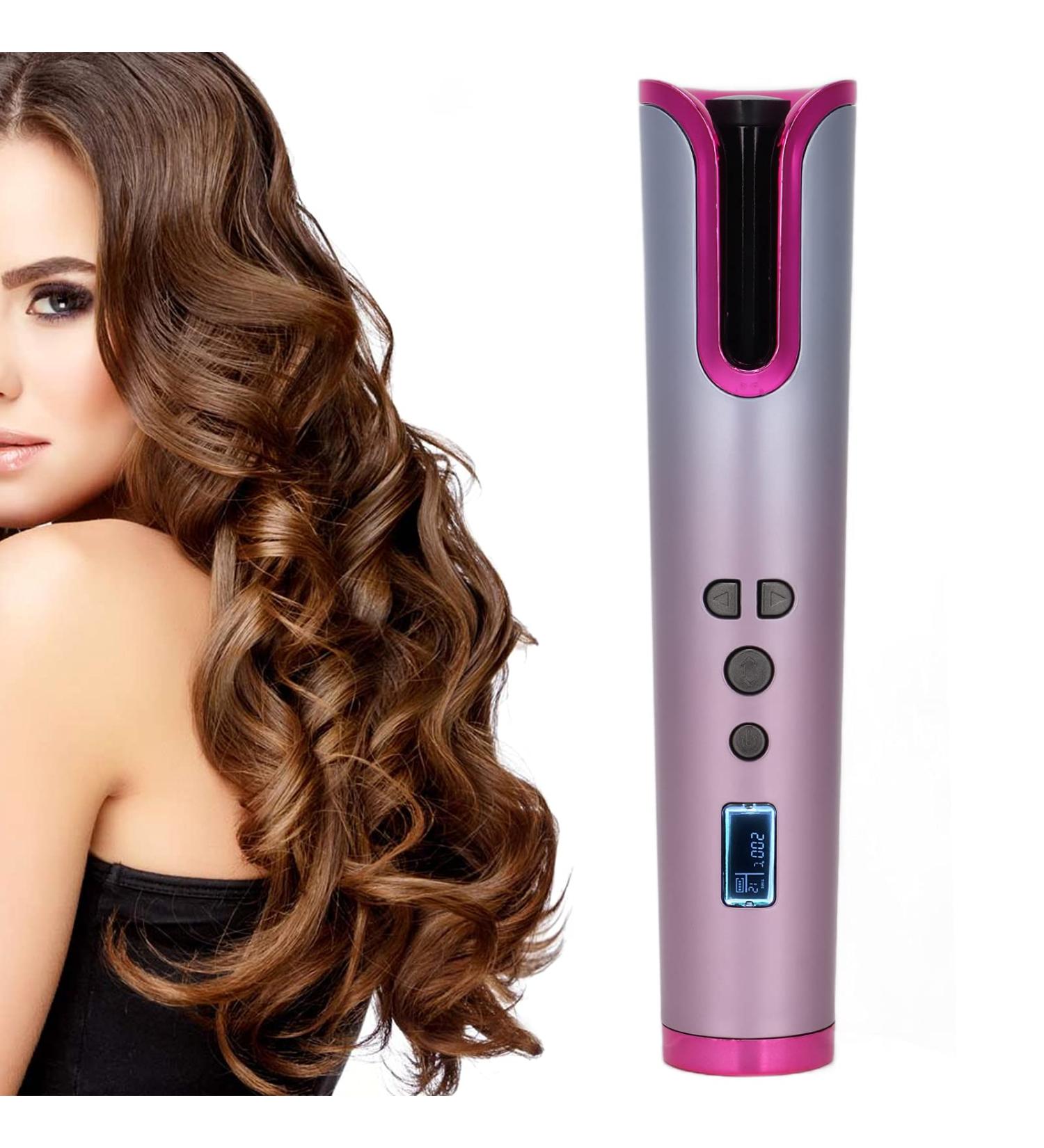 Automatic Hair Curler - USB Rechargeable Cordless Curling Iron Wand with 6 Temp Settings - Perfect for Effortless Hair Styling - Buy Online on GoSupps.com