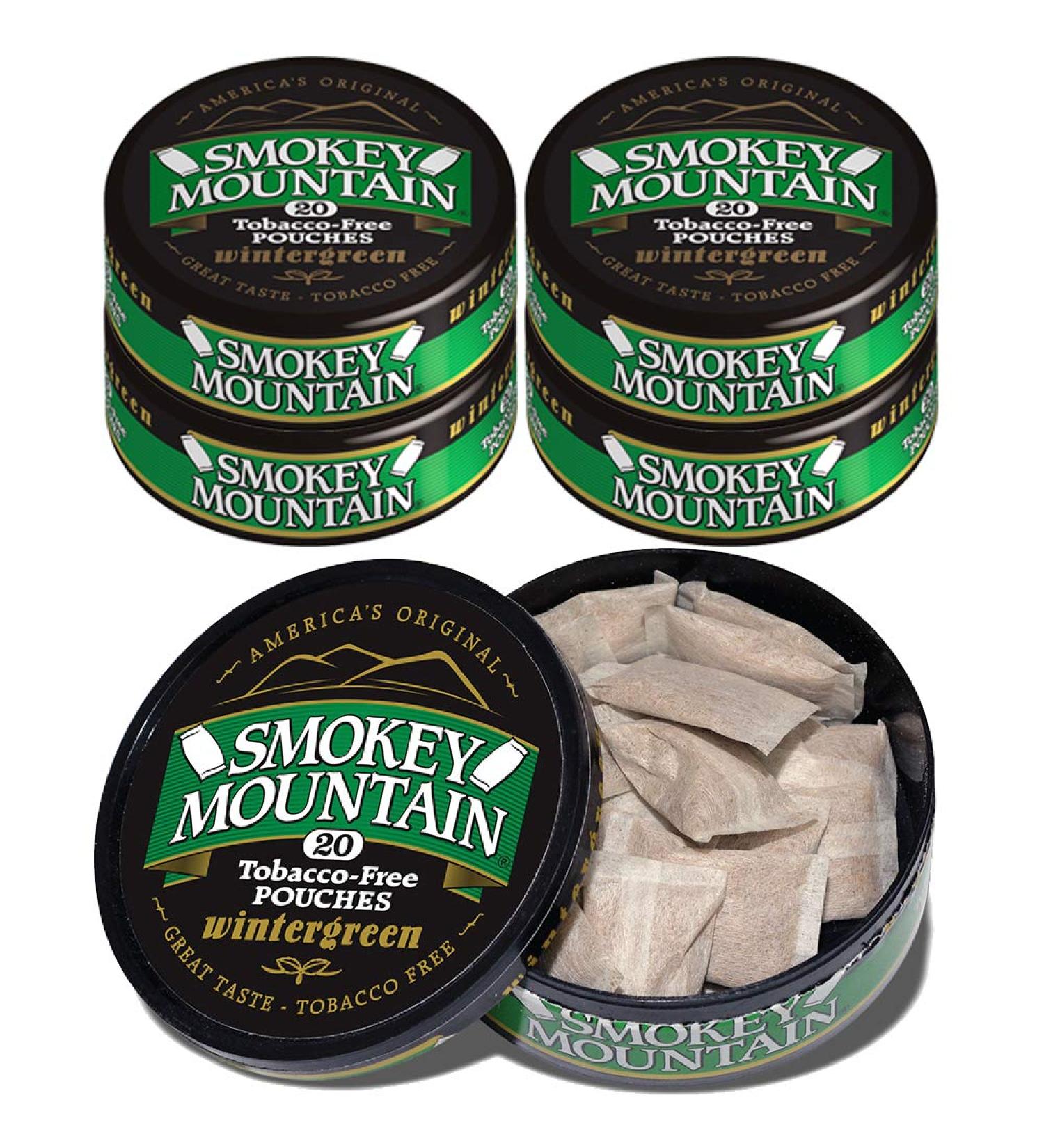 Smokey Mountain Wintergreen Pouches - 5 Cans | Nicotine-Free & Tobacco-Free - Buy Online on GoSupps.com
