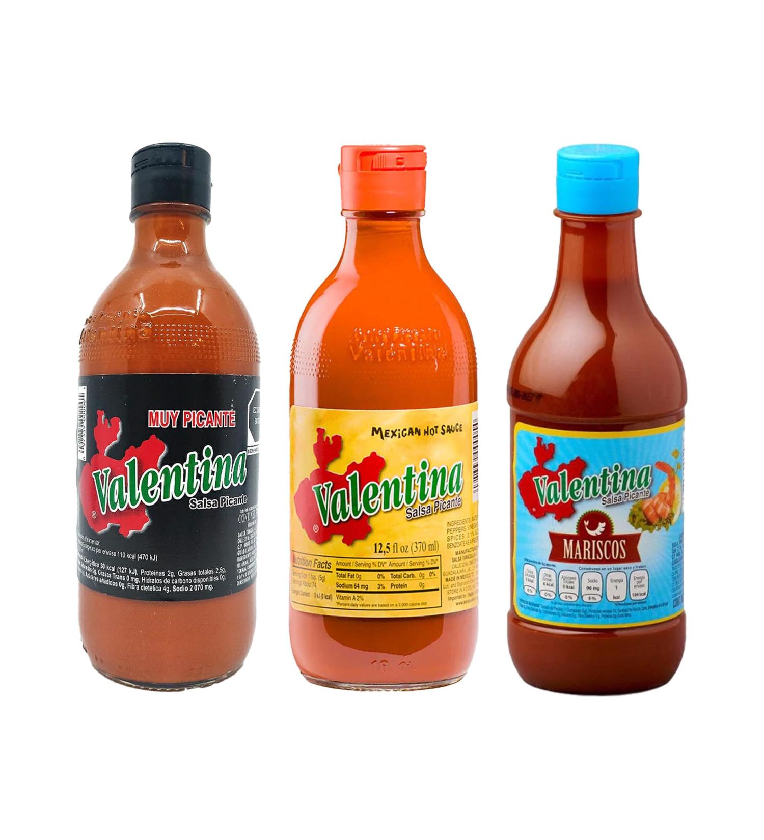 Hot sauce Mexican Bundle with Valentina Black 370ml Red 370ml and Mariscos 370ml (Pack of 3 Bundle) - Buy Online on GoSupps.com