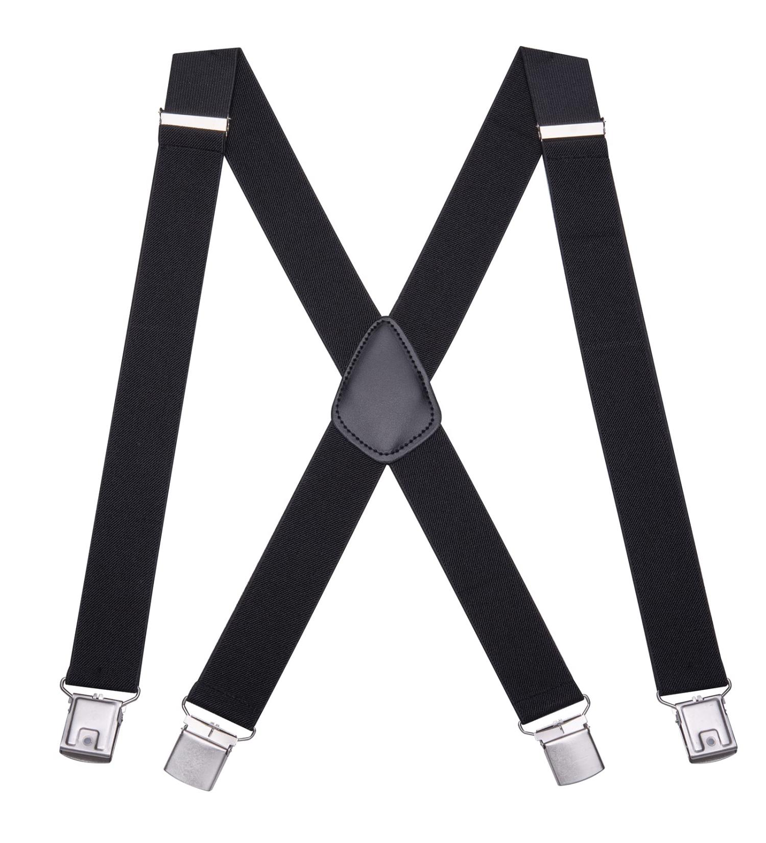 Gunsound Suspenders for Men & Women - Adjustable Elastic 3.5cm Wide X-Shape 4 Strong Clips Black - International Shipping Available - Buy Online on GoSupps.com