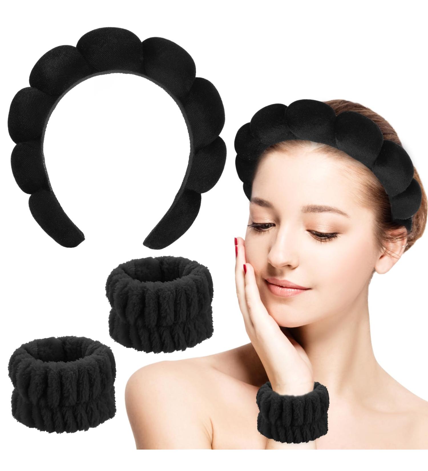 Sibba Sponge Headband & Bracelet Set for Makeup Removal | Women's Terry Cloth Face Wash Headbands | Spa Yoga Shower and Sports Use - Buy Online on GoSupps.com