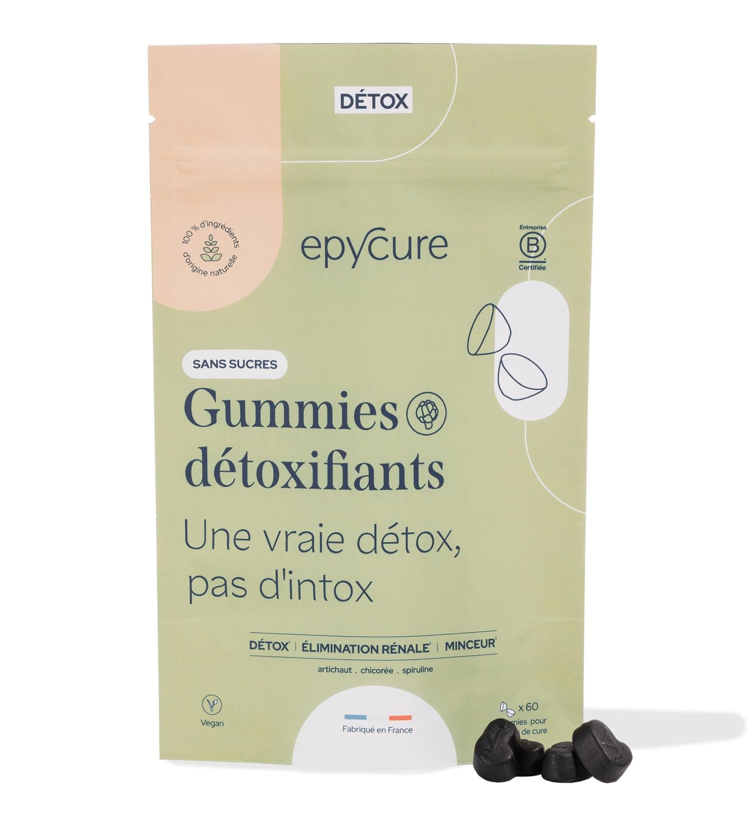 EPYCURE - Sugar-free Detoxifying Gummies - Fight against Weightgain Fatigue Skin Problems & Digestion - 100% Natural - Artichoke Chicory Spirulina - 15 Days - Vegan - Made in France - Buy Online on GoSupps.com