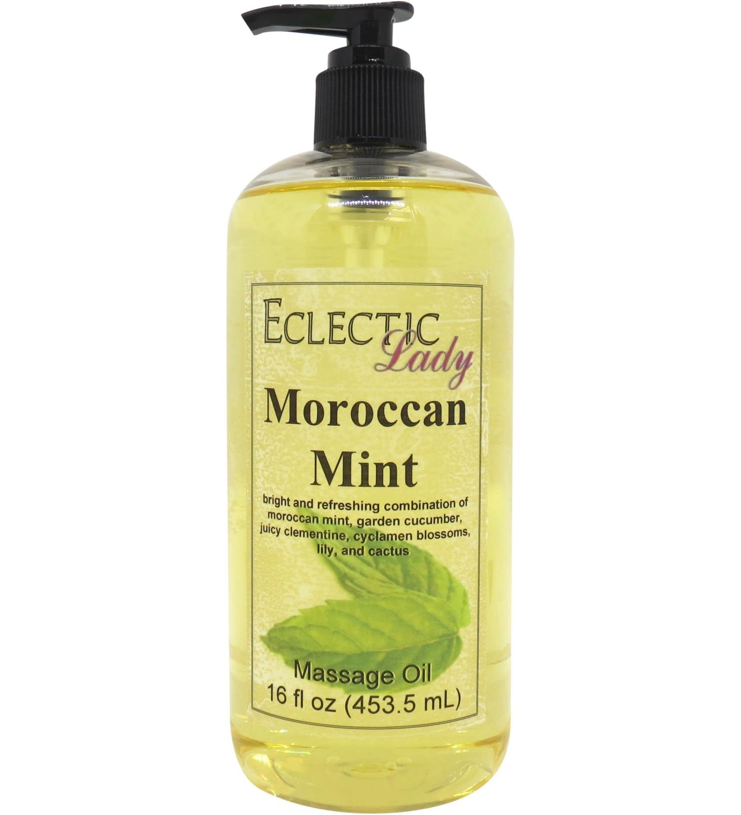 Buy Moroccan Mint Massage Oil 16 oz - Sweet Almond & Jojoba Oil | Preservative Free Aromatherapy & Relaxation - Buy Online on GoSupps.com