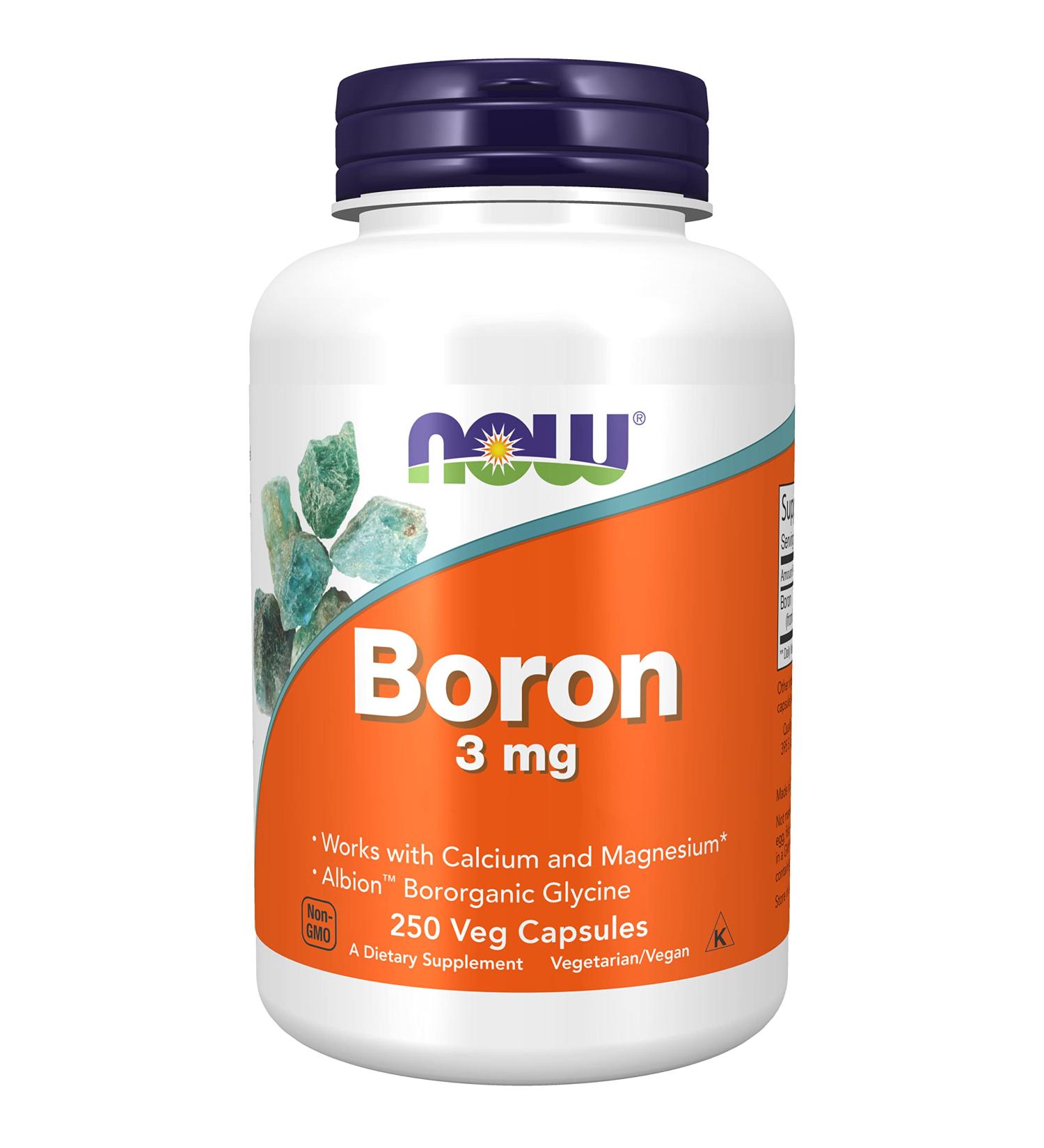 Now Foods Boron 3mg 250 Vegan Capsules - Lab-Tested, Gluten Free, Non-GMO - Buy Online on GoSupps.com