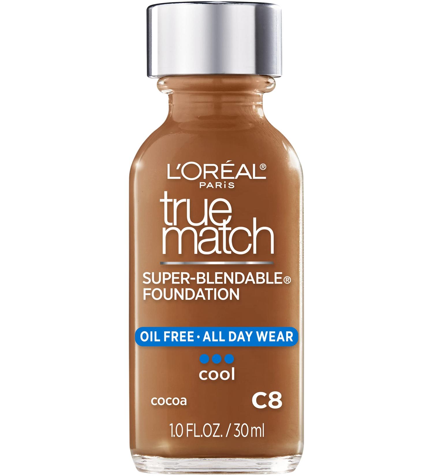 L'Oreal Paris True Match Super-Blendable Liquid Foundation Cocoa C8 1 Fl Oz - Medium Deep Shade for Seamless Coverage - Buy Online on GoSupps.com