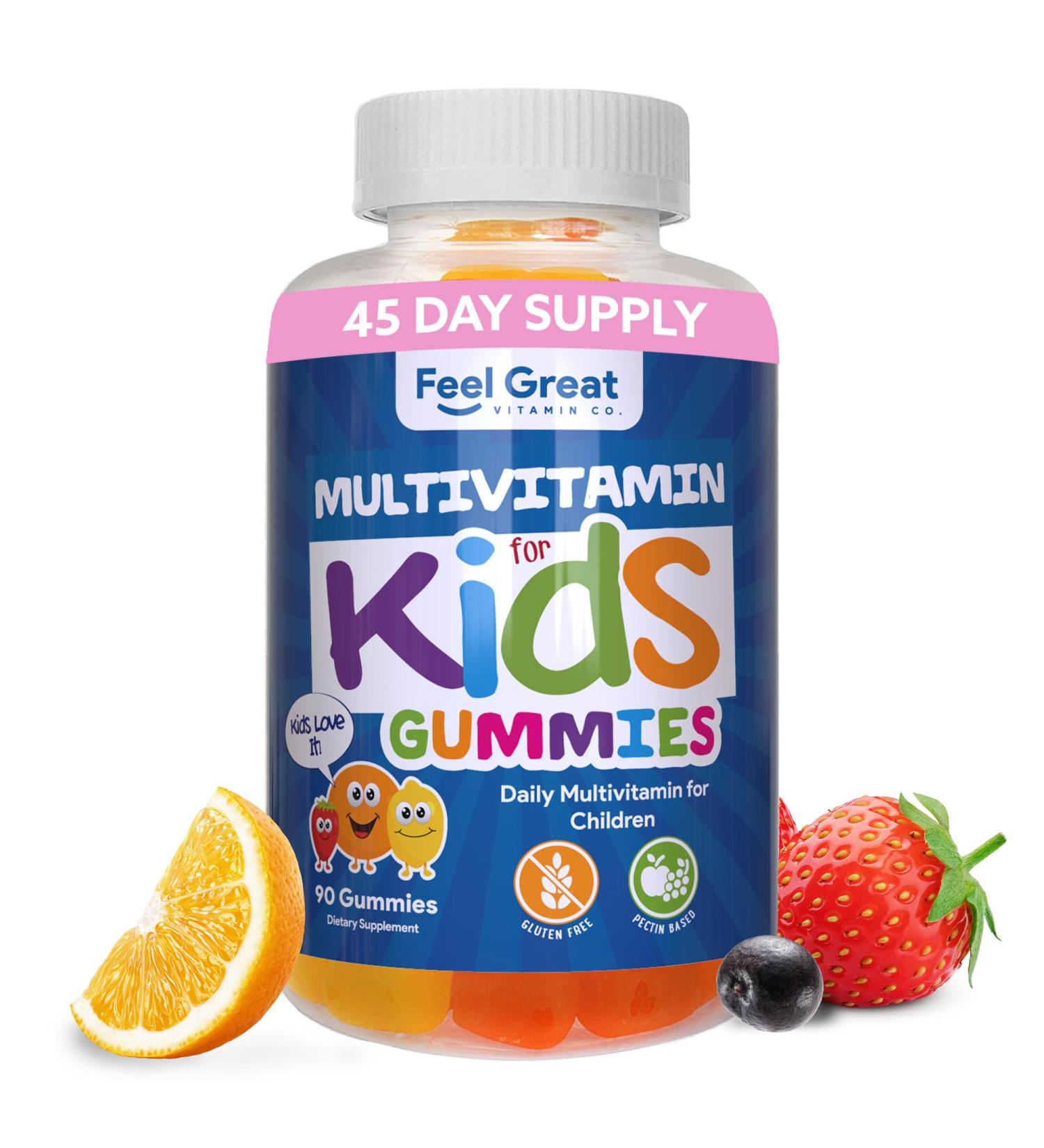 Kids Multivitamin Gummies | Citrus & Strawberry Flavored | Bone, Muscle & Immune Support | 90 Gummies - Buy Online on GoSupps.com