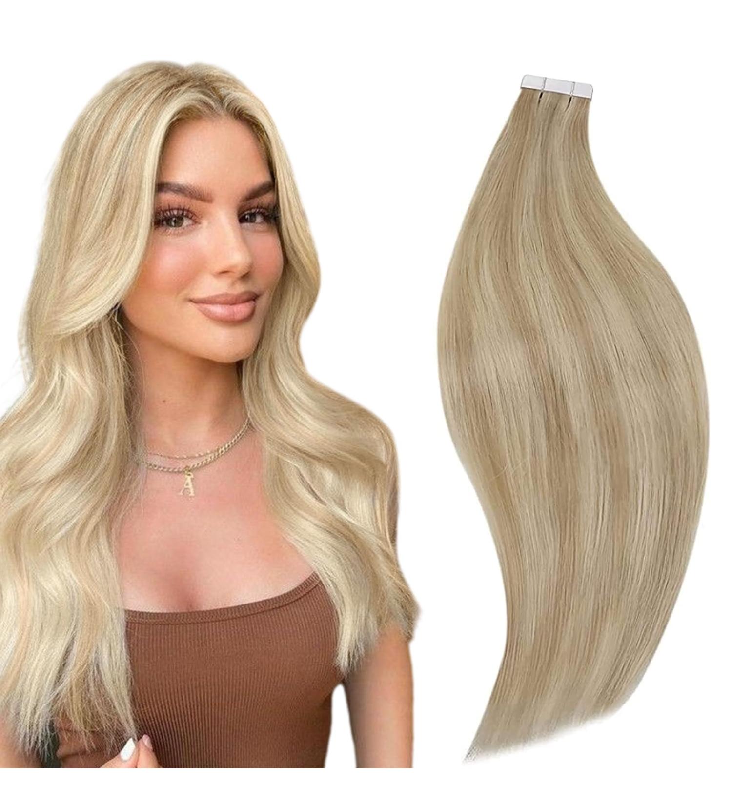 RUNATURE Blonde Ombre Tape in Hair Extensions - 18 Inch Straight Human Hair 50g - #16P22 - Buy Online on GoSupps.com
