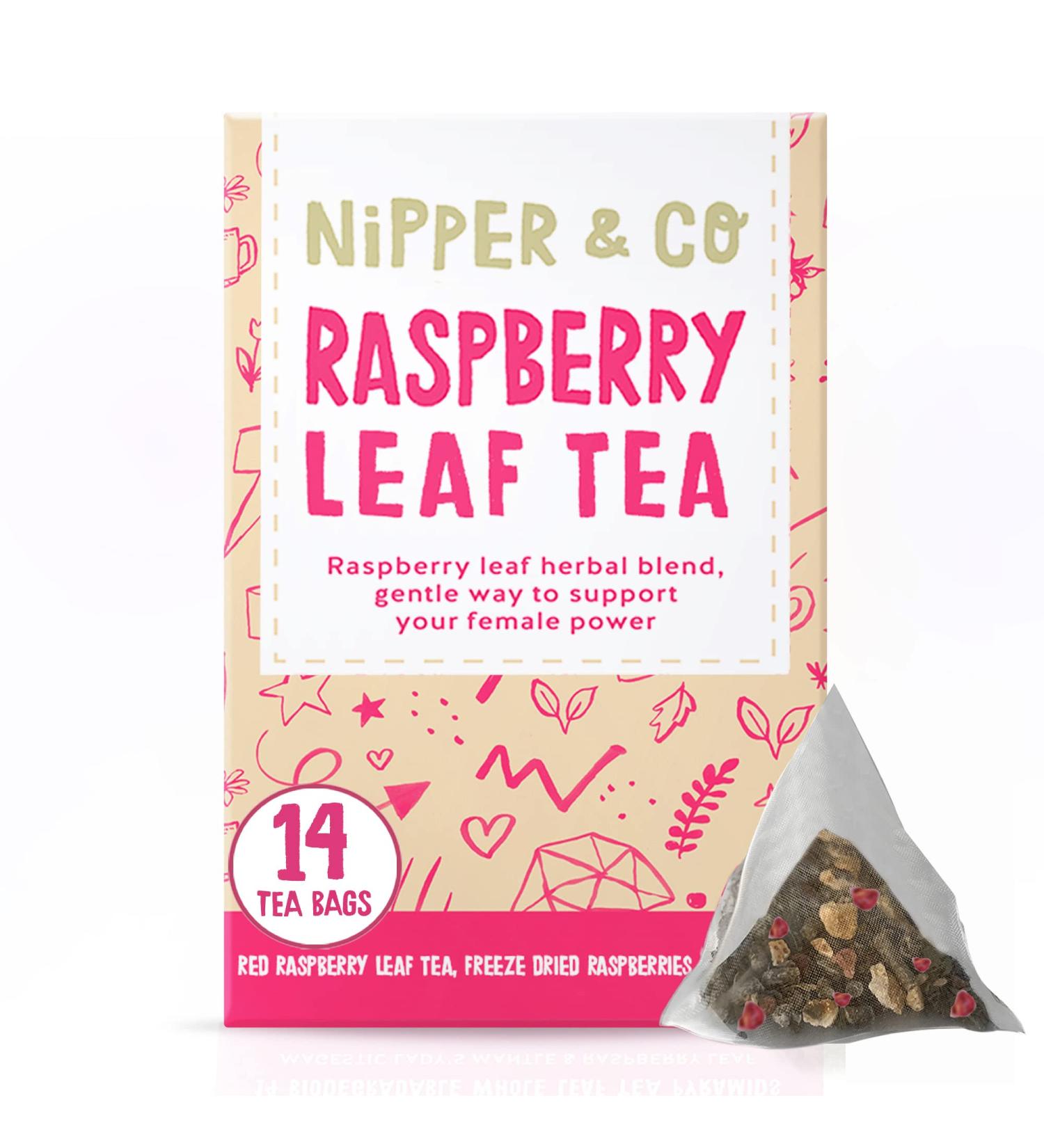 Red Raspberry Leaf Tea Pregnancy Preconception PMS | Natural Biodegradable Baby Shower Pamper Kit | Nipper & Co (14 Reusable Bags 42 Cups) - Buy Online on GoSupps.com