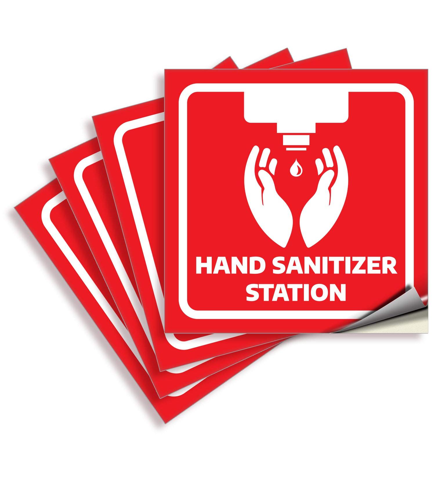 iSYFIX 6x6 Inch Hands Sanitizer Station Signs Stickers 4 Pack - Premium Self-Adhesive Vinyl Labels - UV Weather Scratch Water Fade Resistant - Indoor Outdoor Red/White - Buy Online on GoSupps.com