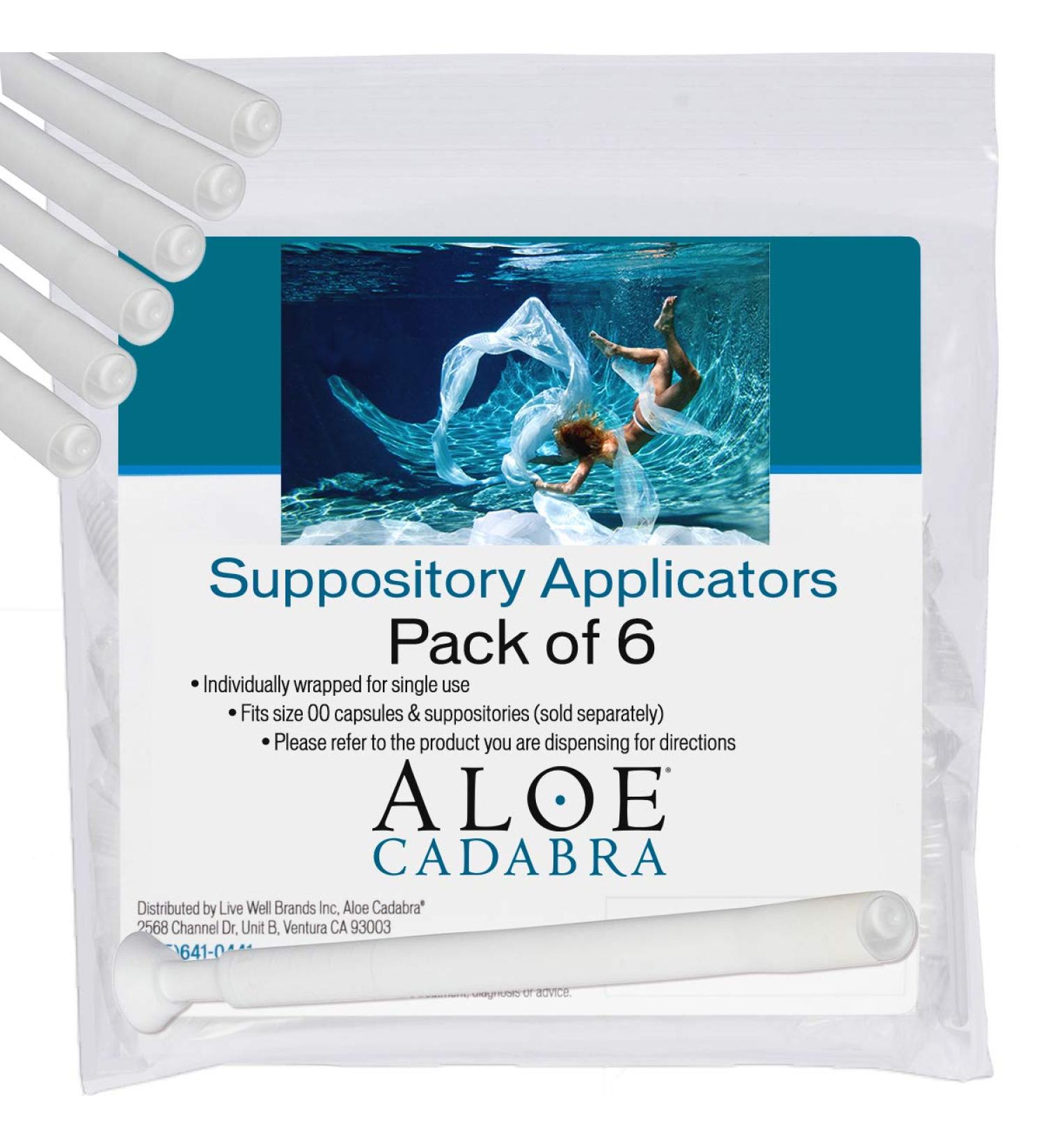 Aloe Cadabra Disposable Vaginal Suppository Applicators - 6 Pack Individually Wrapped Fits Most Brands | Ideal for Feminine Boric Acid Suppositories Pills Tablets Capsules Size 00 - International Shipping Available - Buy Online on GoSupps.com