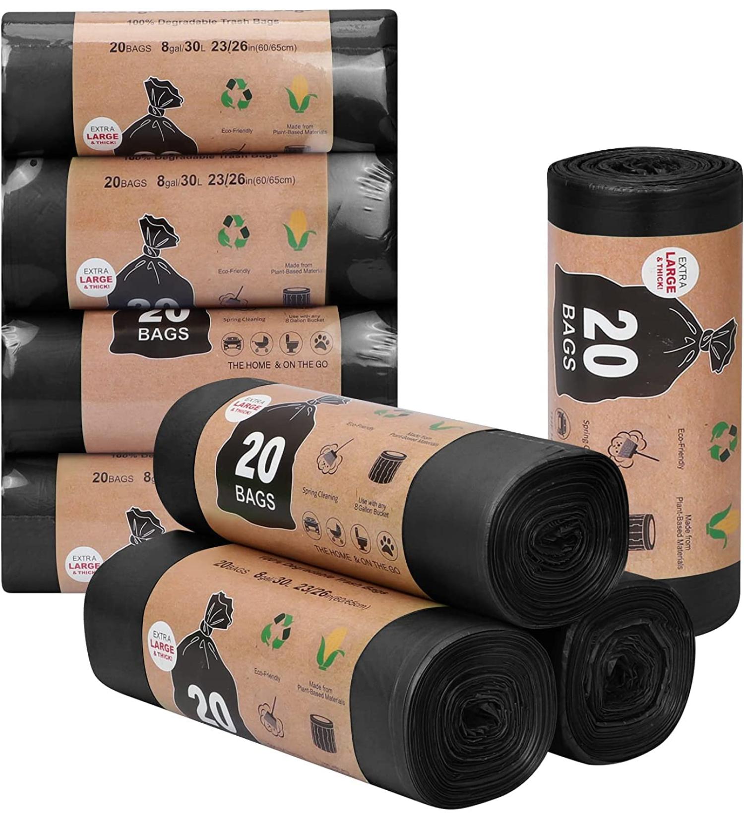 Fyy Garbage Bags - 8 Gallon Waste Bags for Bathroom Kitchen Office | 80 Pieces (4 Rolls) | Durable Black Trash Bags 60x64.5 cm - Buy Online on GoSupps.com