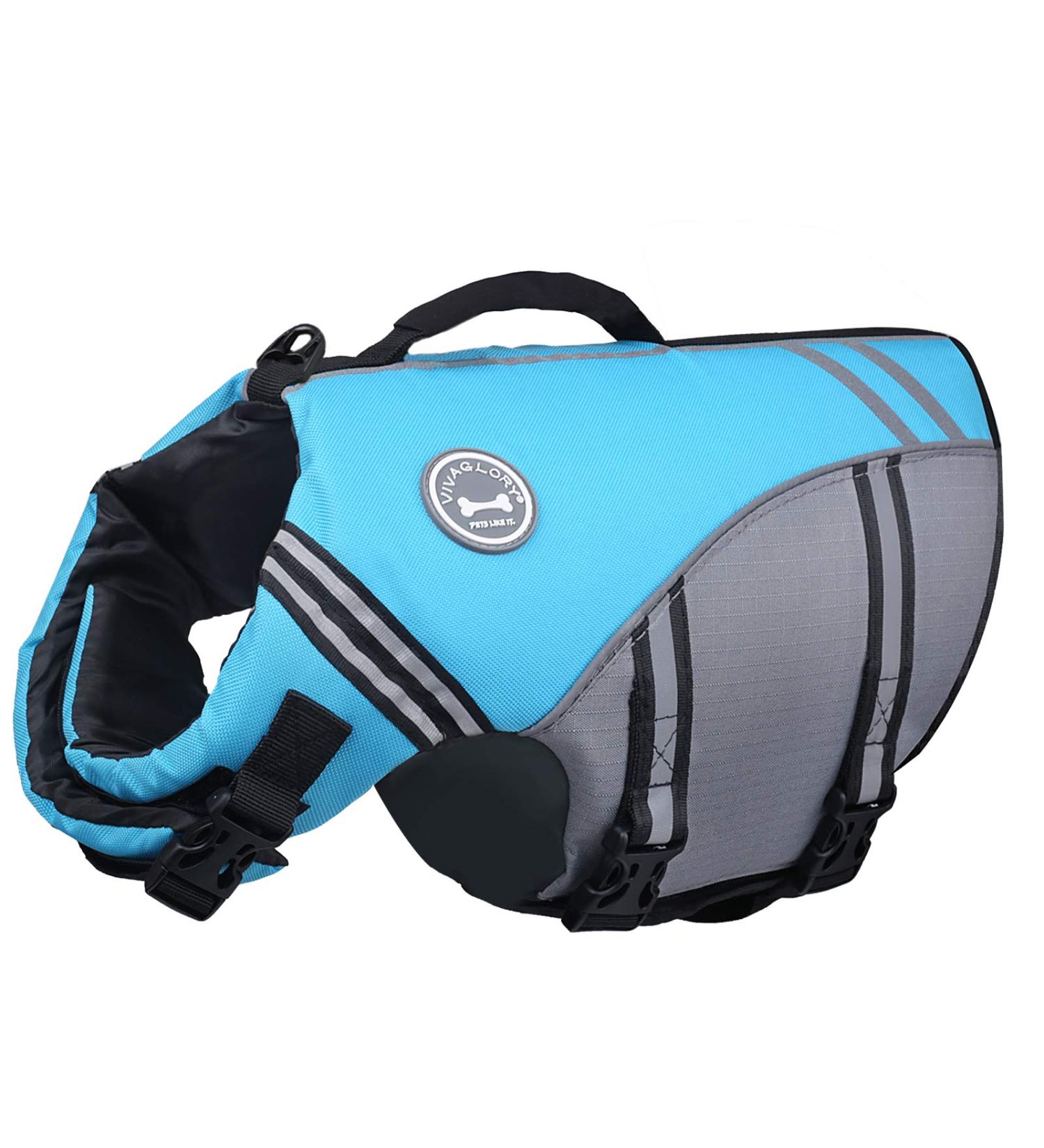 Vivaglory Sports Style Life Jacket for Medium Dogs - Adjustable Durable Excellent Buoyancy Safe Fastening | Blue M (56-64 cm Chest) - Buy Online on GoSupps.com