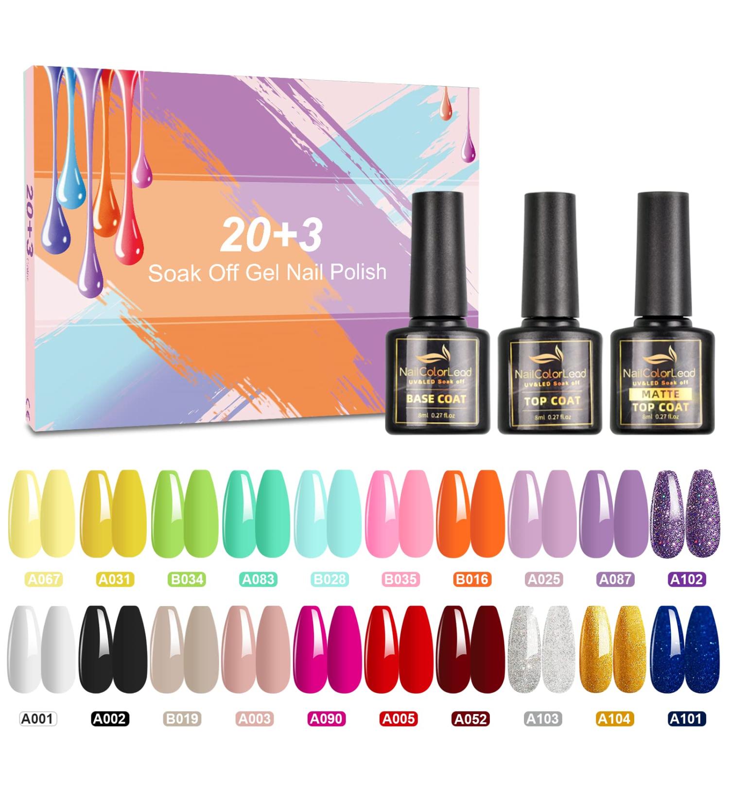 Yocrovv 23 Pcs Gel Nail Polish Set with Matte & Glossy Top Coats | Soak Off Gel Polish Kit for Christmas Gift | Popular Gel Nail Art Polish - Buy Online on GoSupps.com