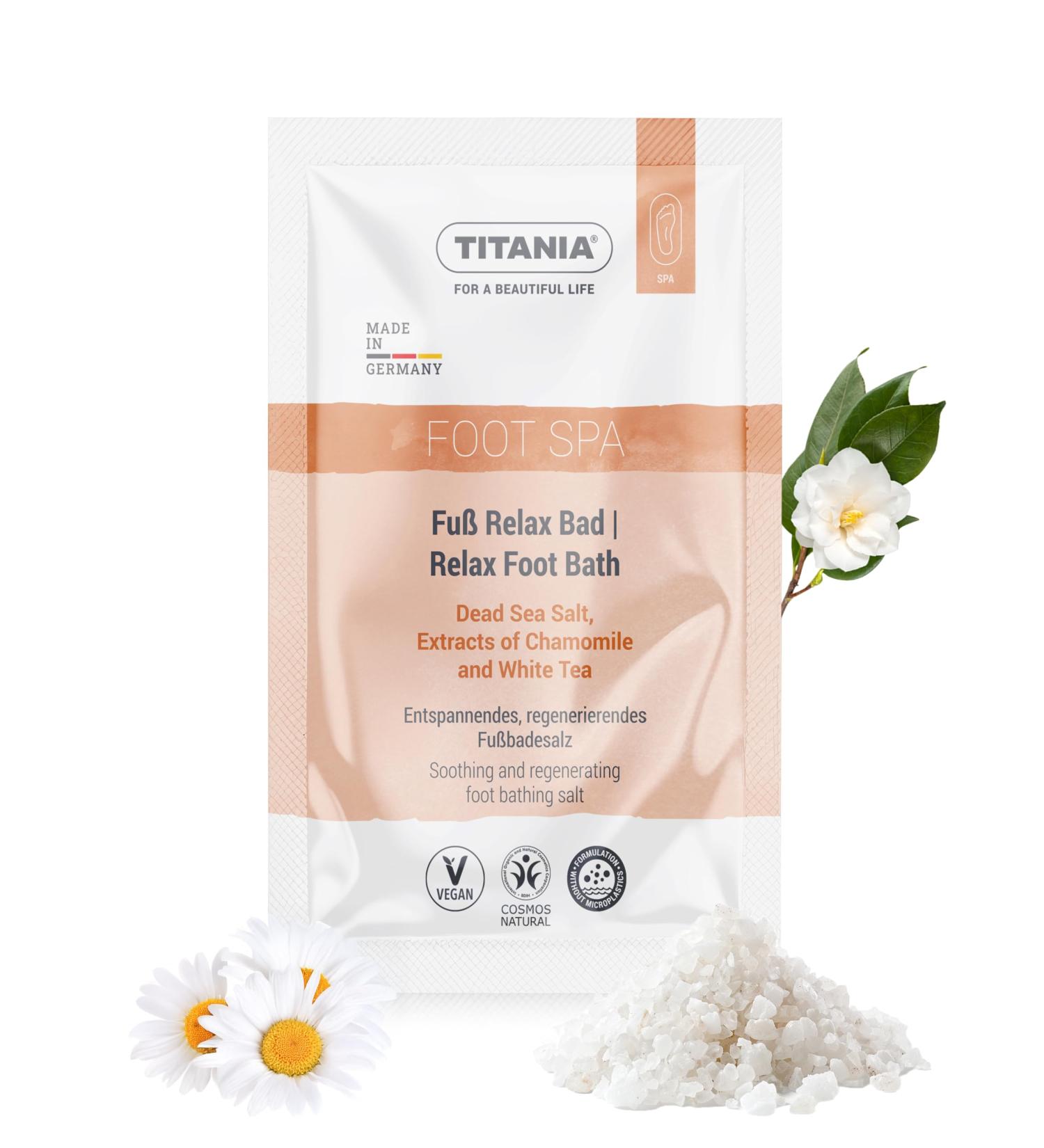 TITANIA TITANIA Foot Bath Salt 40g with chamomile and white tea extract natural foot care for relaxation and rejuvenation