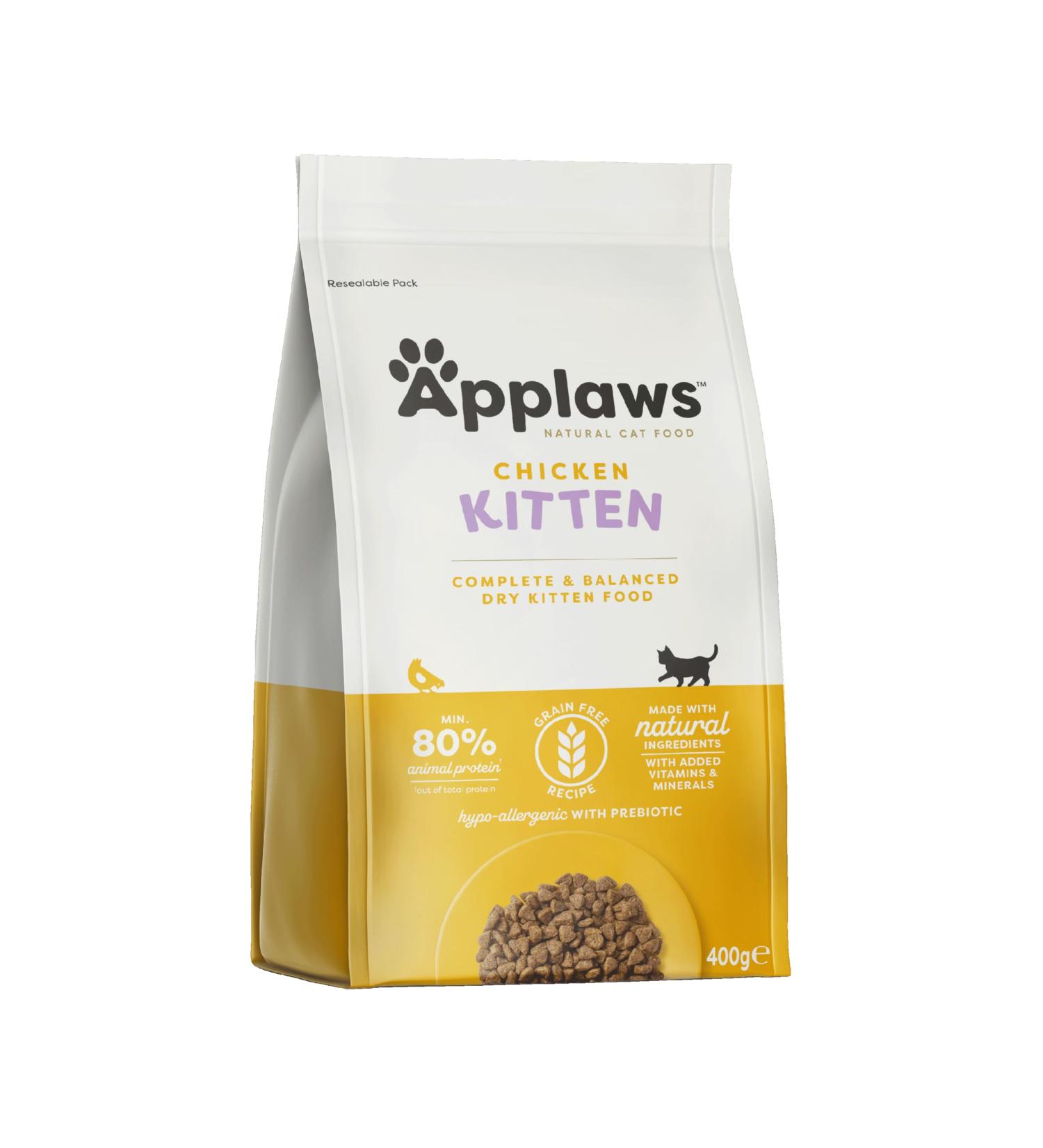 Applaws Complete Natural and Grain Free Dry Kitten Food Chicken 400g (Pack of 1) Kitten Chicken 400 g (Pack of 1) - Buy Online on GoSupps.com
