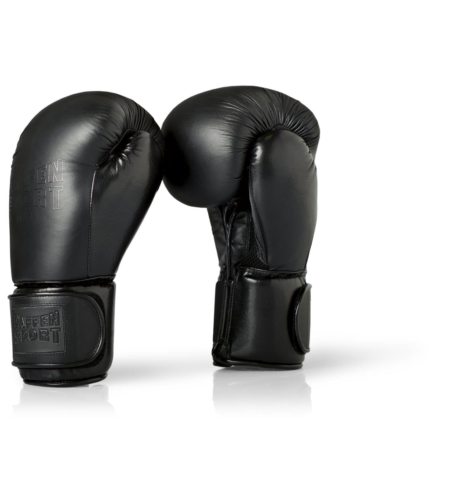 Paffen Sport Black Logo Real Leather Boxing Gloves - 12oz for Sparring & Training in Boxing Kickboxing Muay Thai & K1 | International Shipping - Buy Online on GoSupps.com