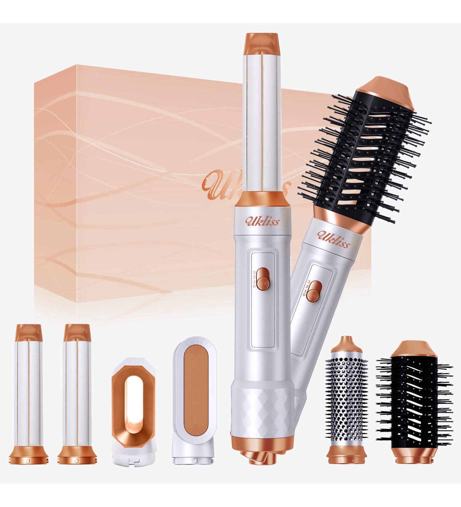 Air Styler 6-in-1 with Round Brush & Curling Rod Versatile Hair Dryer & Smoothing Brush for All Hair Types White Gold - Buy Online on GoSupps.com