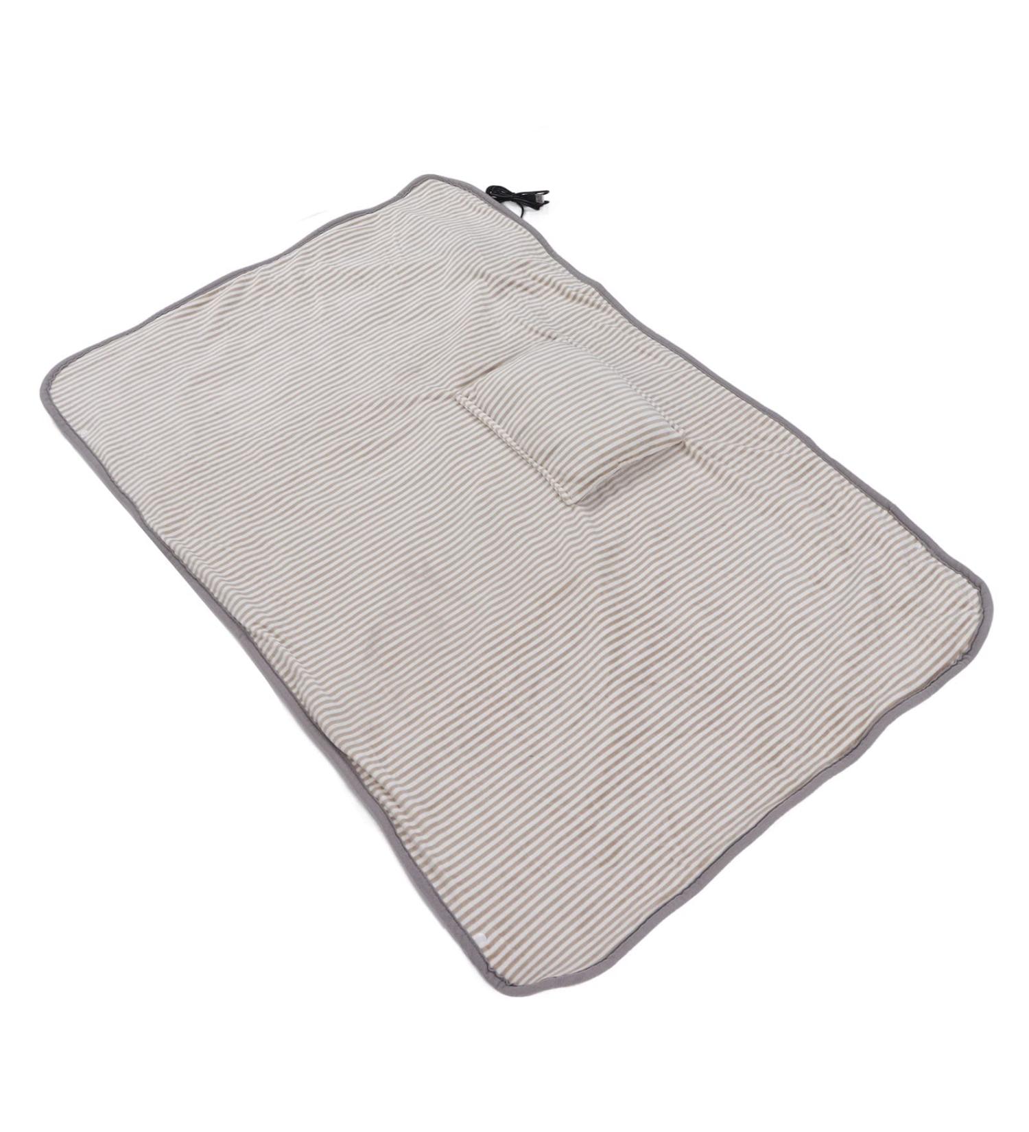 ACOUTO USB Heating Scarf - Skin-Friendly Flannel-Cashmere 5V 10W for Home Office | Cozy Striped Khaki 75x115cm - Buy Online on GoSupps.com