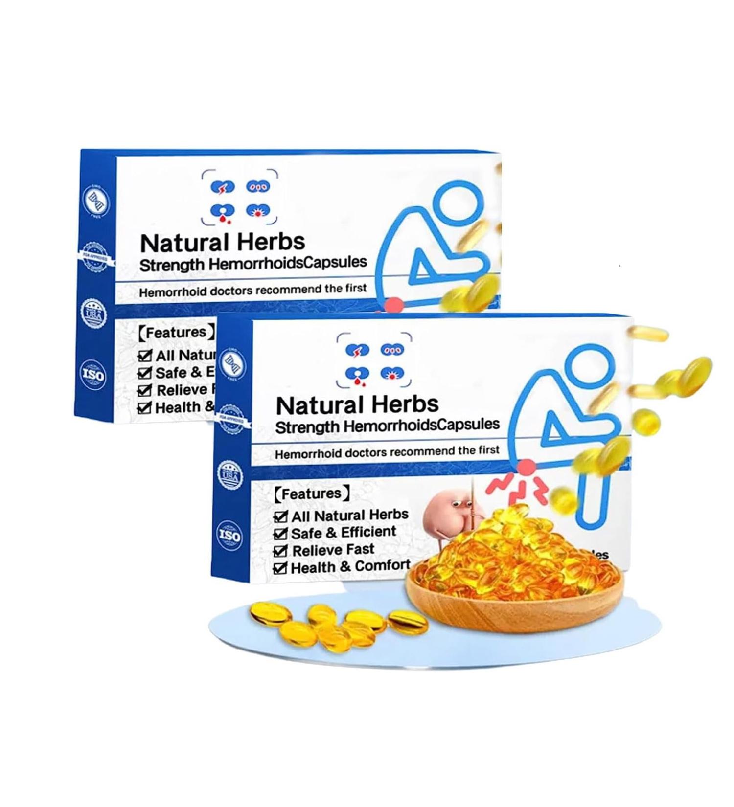 Heca Natural Herbal Strength Hemorrhoid Capsules 7pc/Box Natural Hemorrhoid Relief Capsules Helps Relieve Itching Burning Pain Or Discomfort Fast (2pcs) - Buy Online on GoSupps.com