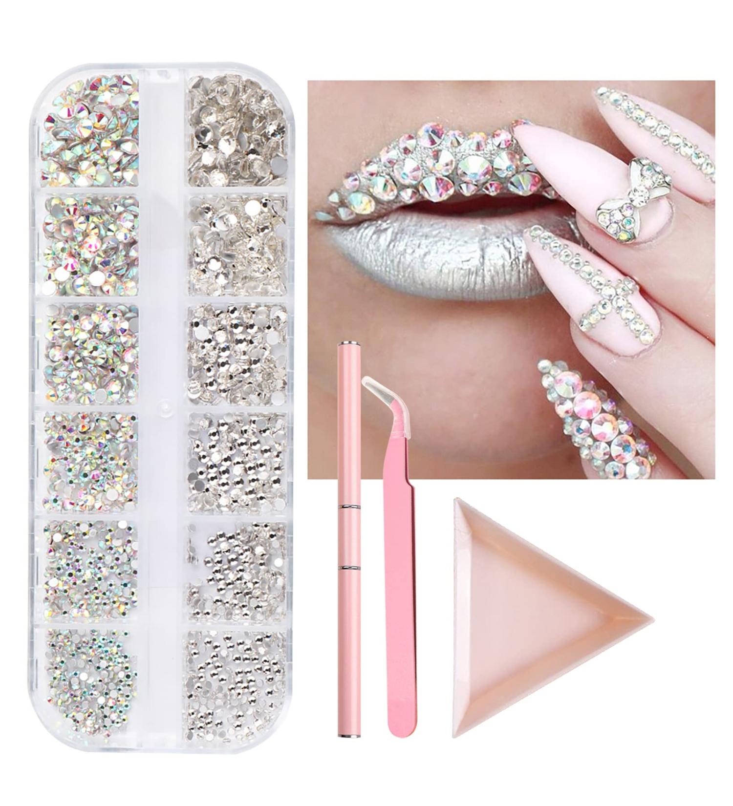 1600 Pieces Glitter Nail Stones Kit - Rhinestones & Dotting Tools for Stunning Nail Art | 6 Sizes Perfect for Festivals & Designs - Buy Online on GoSupps.com