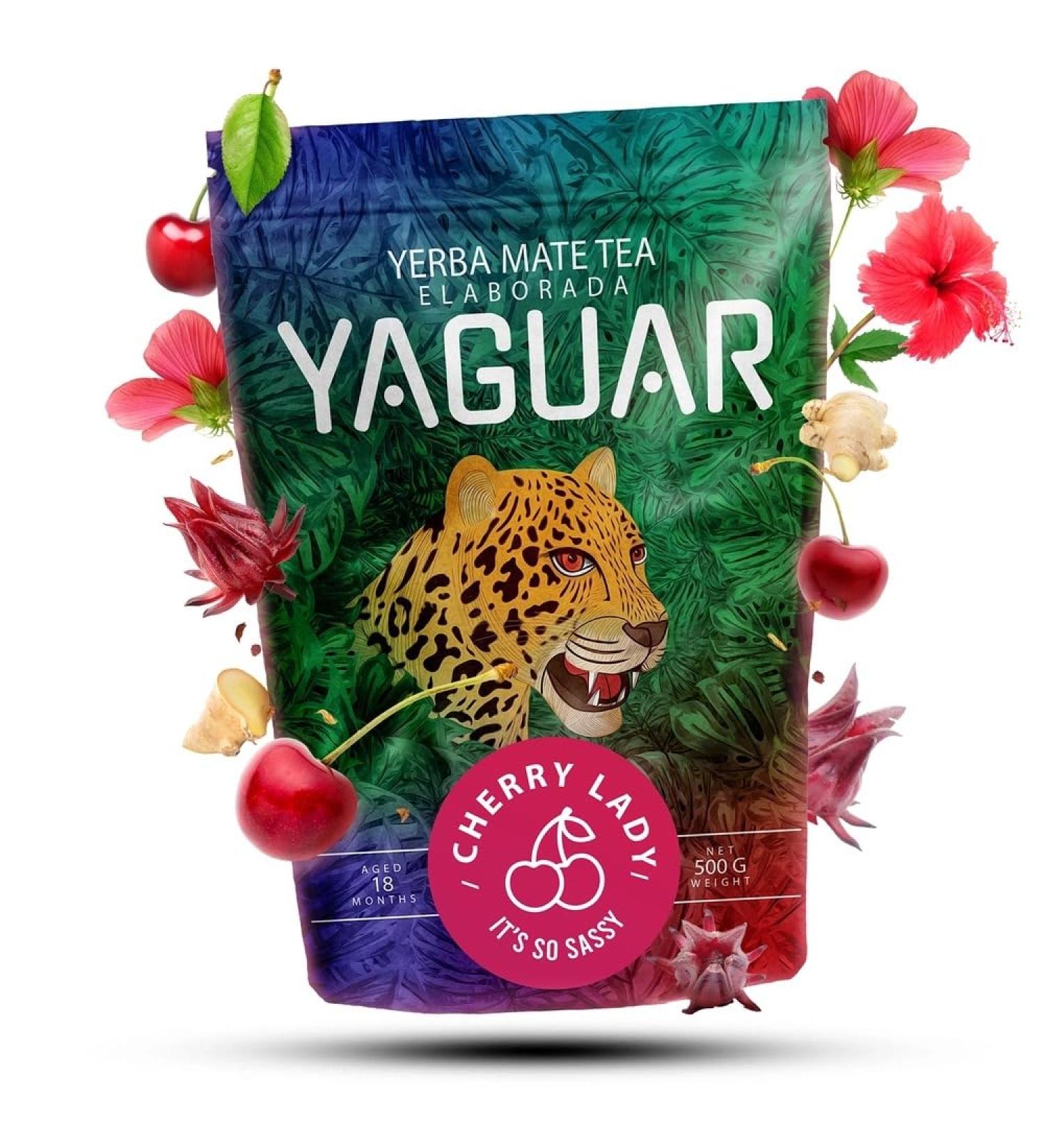 Venusti sp Z oo Yaguar Cherry Lady 05kg Seductive yerba mate with cherries and hibiscus Spicy yerba mate flavor Brazilian yerba mate Natural stimulation 500g - Buy Online on GoSupps.com
