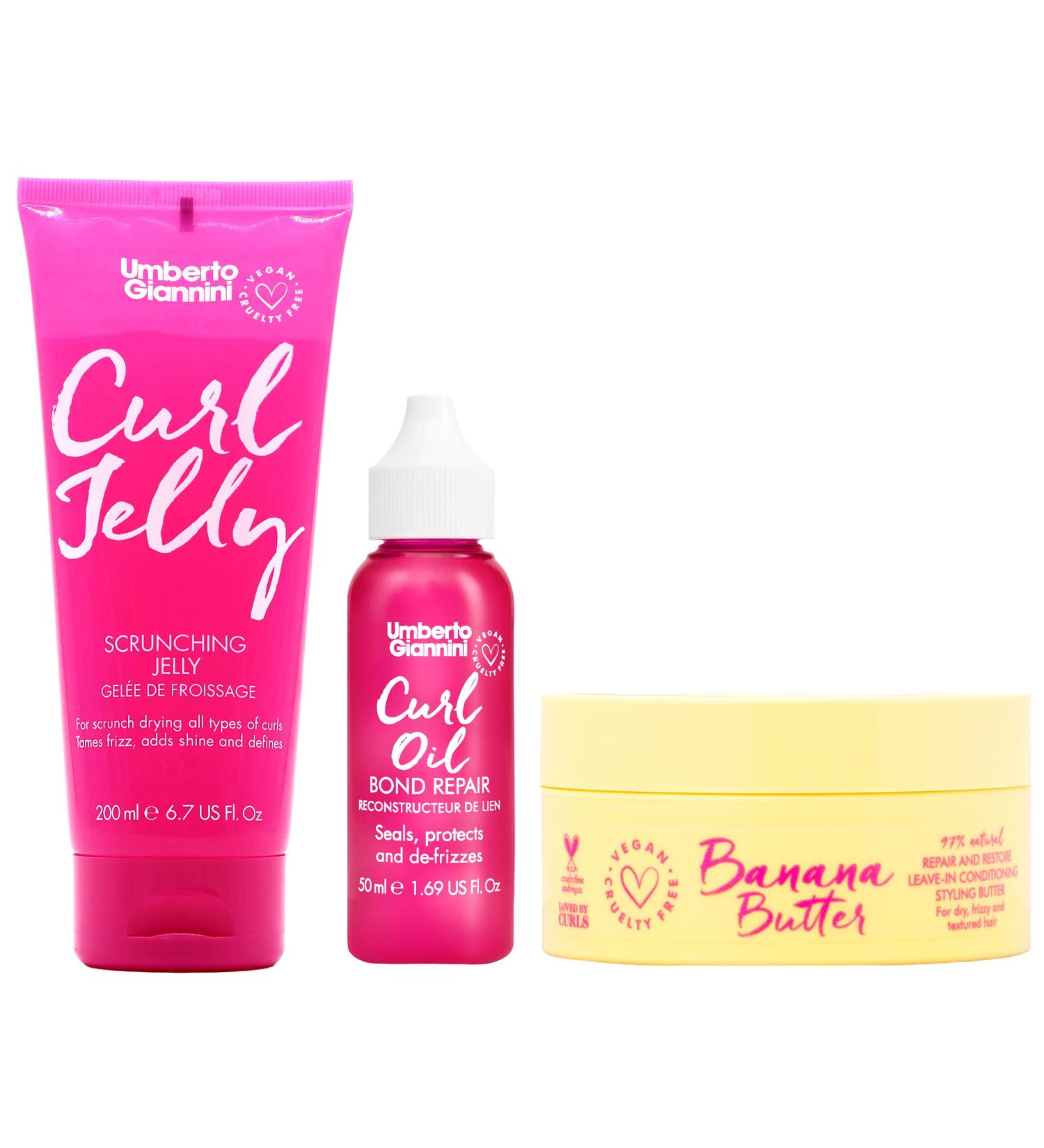 Umberto Giannini LOC Trio - Moisture Layering Kit for Dry Curls, Coils, Waves - Curl Jelly, Curl Oil, Banana Butter Leave-in Conditioner - Buy Online on GoSupps.com